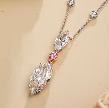 4.31CT Certified Double Marquise‑Cut Lab‑Grown Diamond Pendant Necklace in 14K