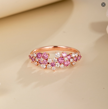 0.9CT Pink Lab‑Grown & White Lab‑Grown Diamond Cluster Ring in 14K Rose Gold