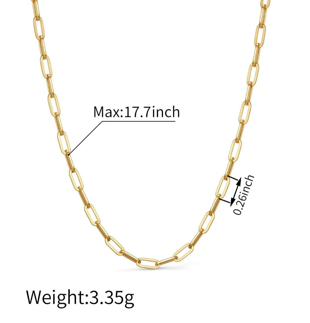 18K Yellow Gold Large Paperclip Link Chain Necklace | 17.7"