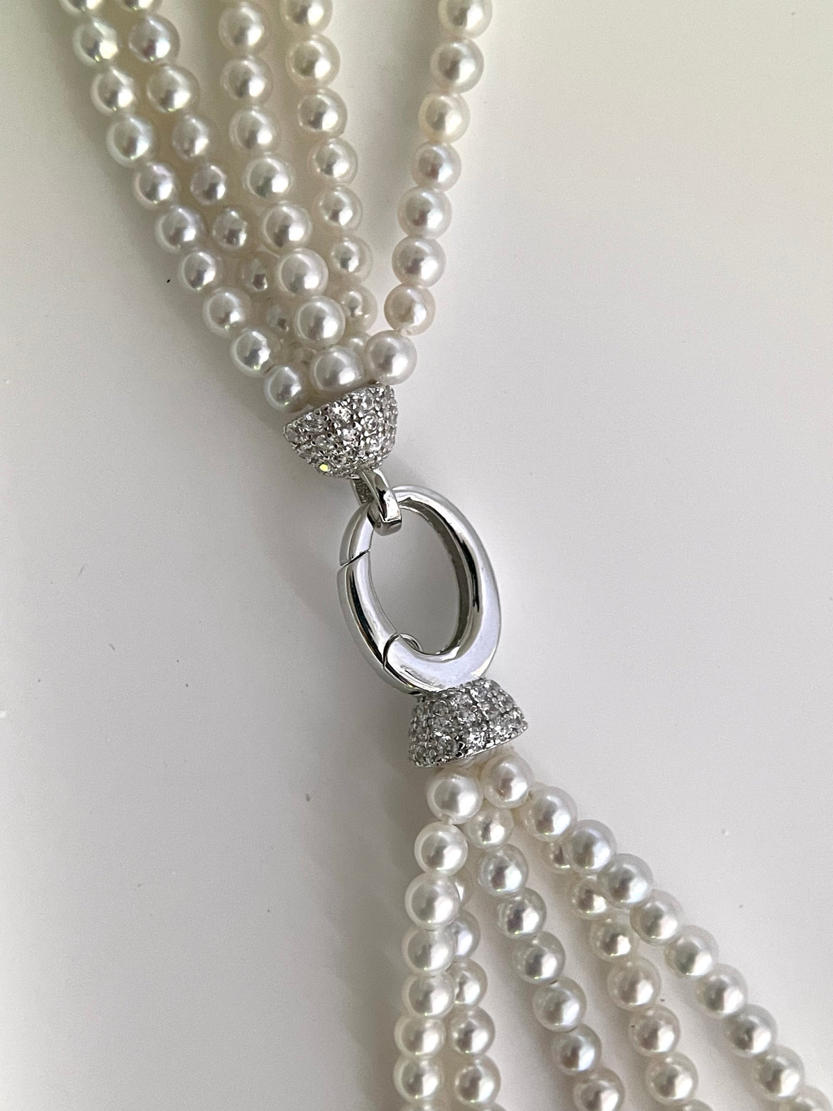 3~3.5mm Freshwater Pearl Twisted Rope Necklace S925 Silver Clasp
