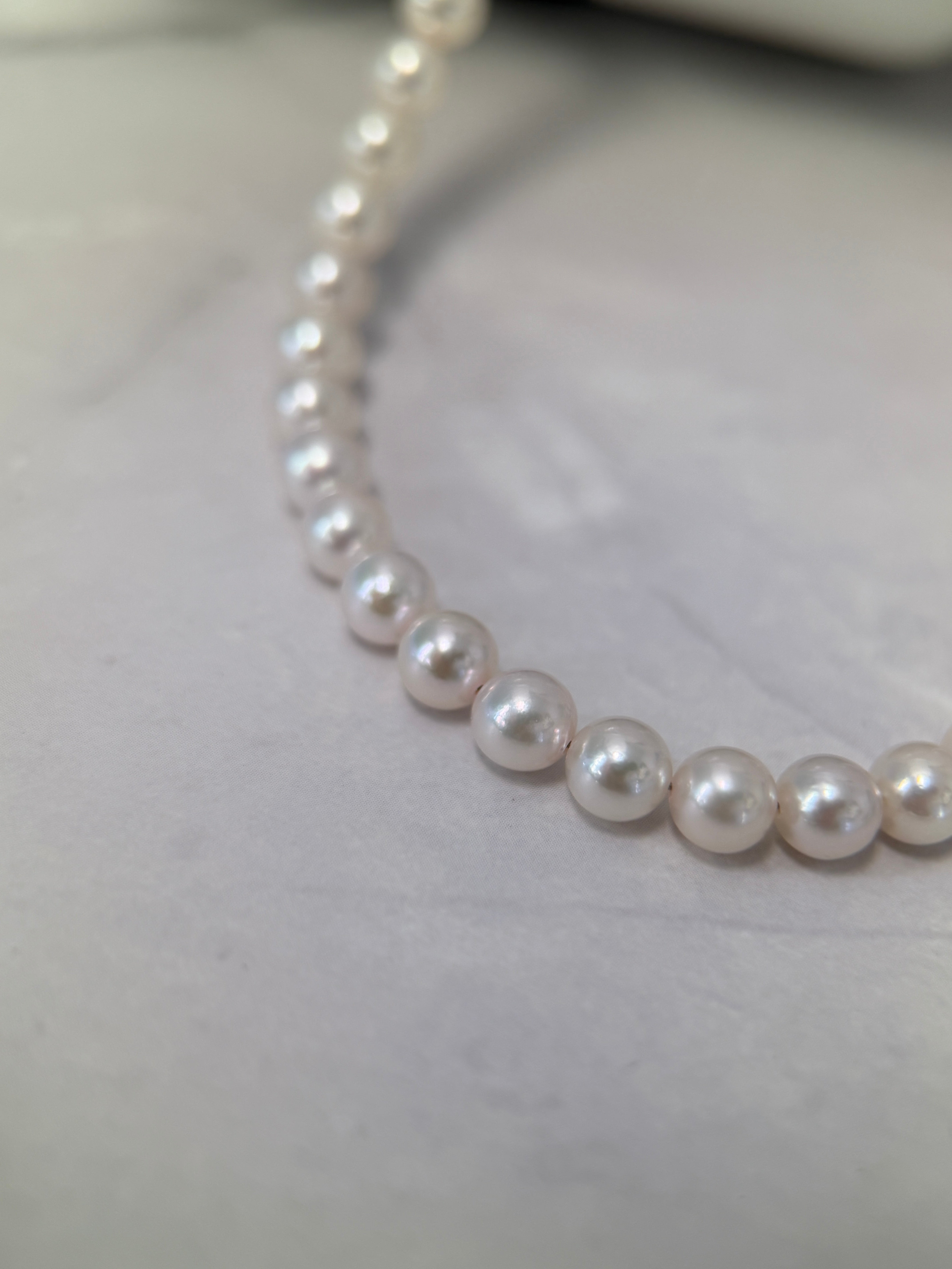5-5.5mm Japanese Akoya White Pearl Necklace - AA+ Quality