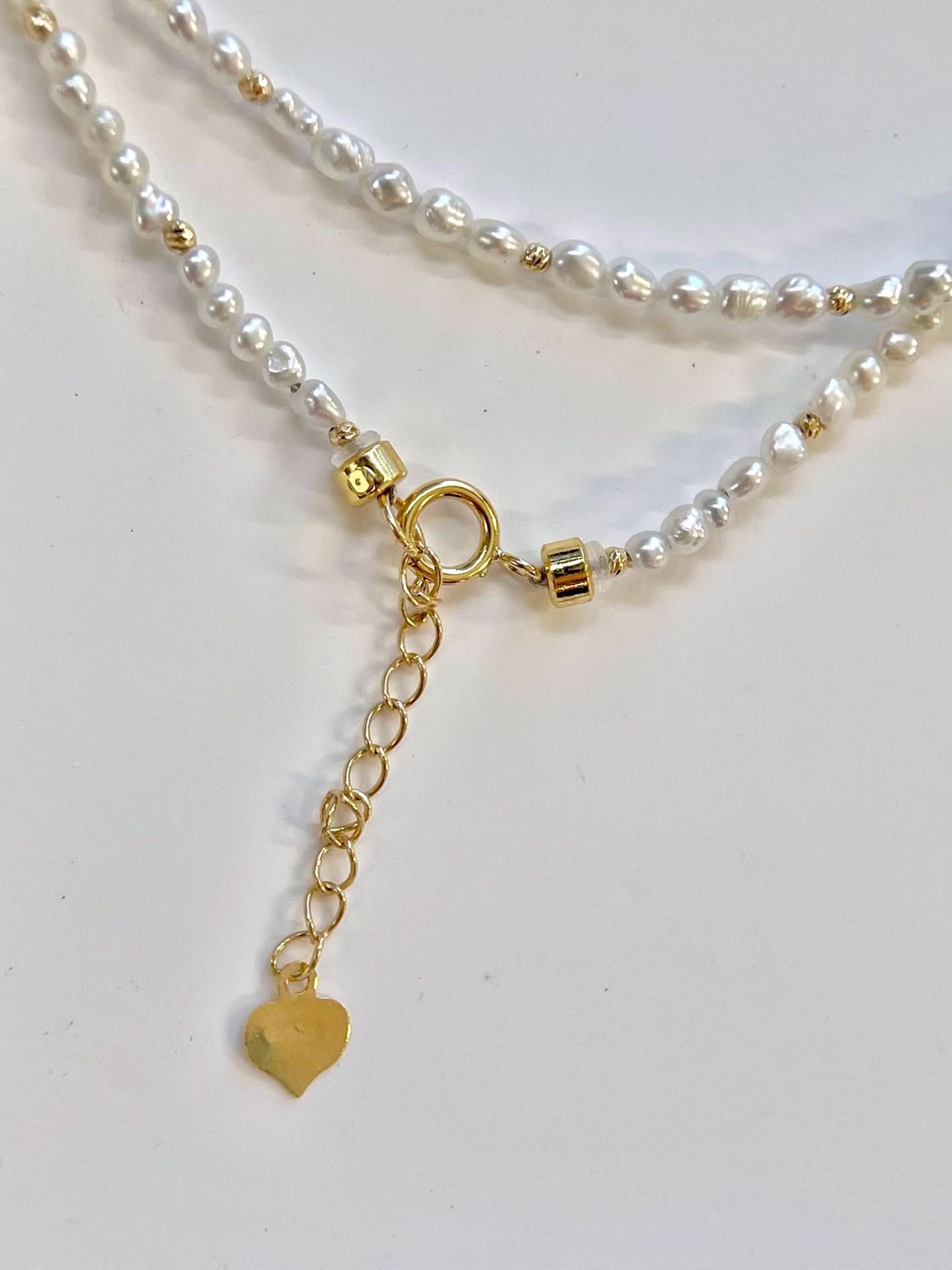 3mm Keshi Akoya Pearl Beaded Necklace in 18K
