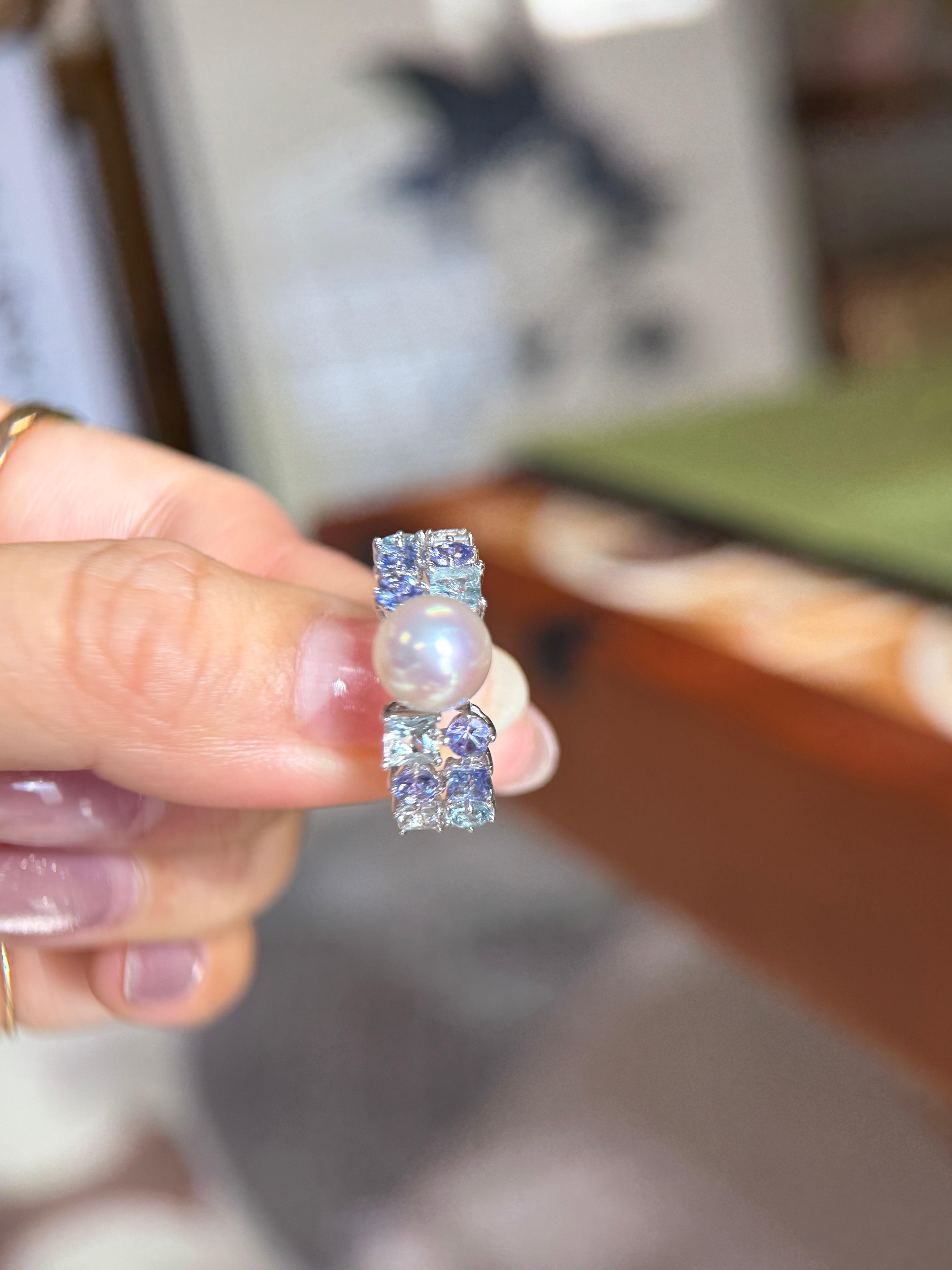 TASAKI K18 Akoya Pearl Multicolor Gemstone Statement Ring