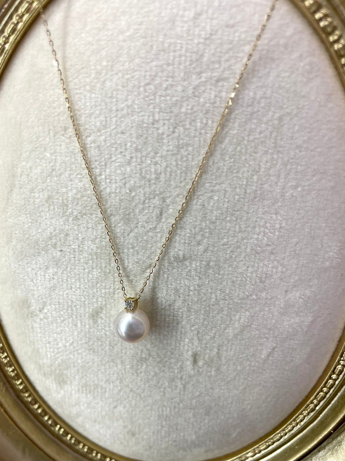 8-8.5mm Akoya Cultured Pearl Necklace In 18K Yellow Gold