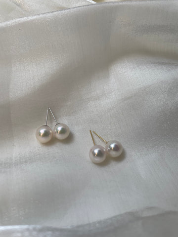 8-8.5mm Akoya Earrings in 18k Y/W Gold