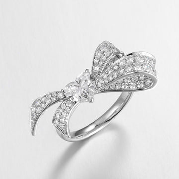 Pavé Ribbon Heart Ring Lab Grown Diamond 1.4CT