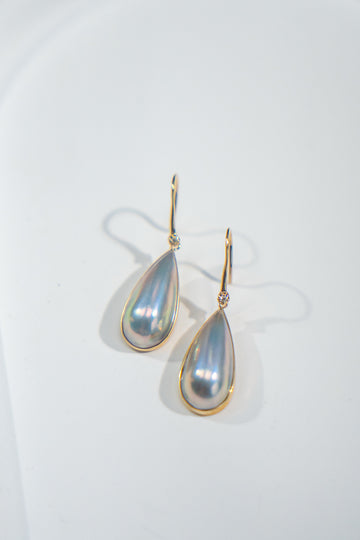 Mabe Pearl Hoop Curve Studs