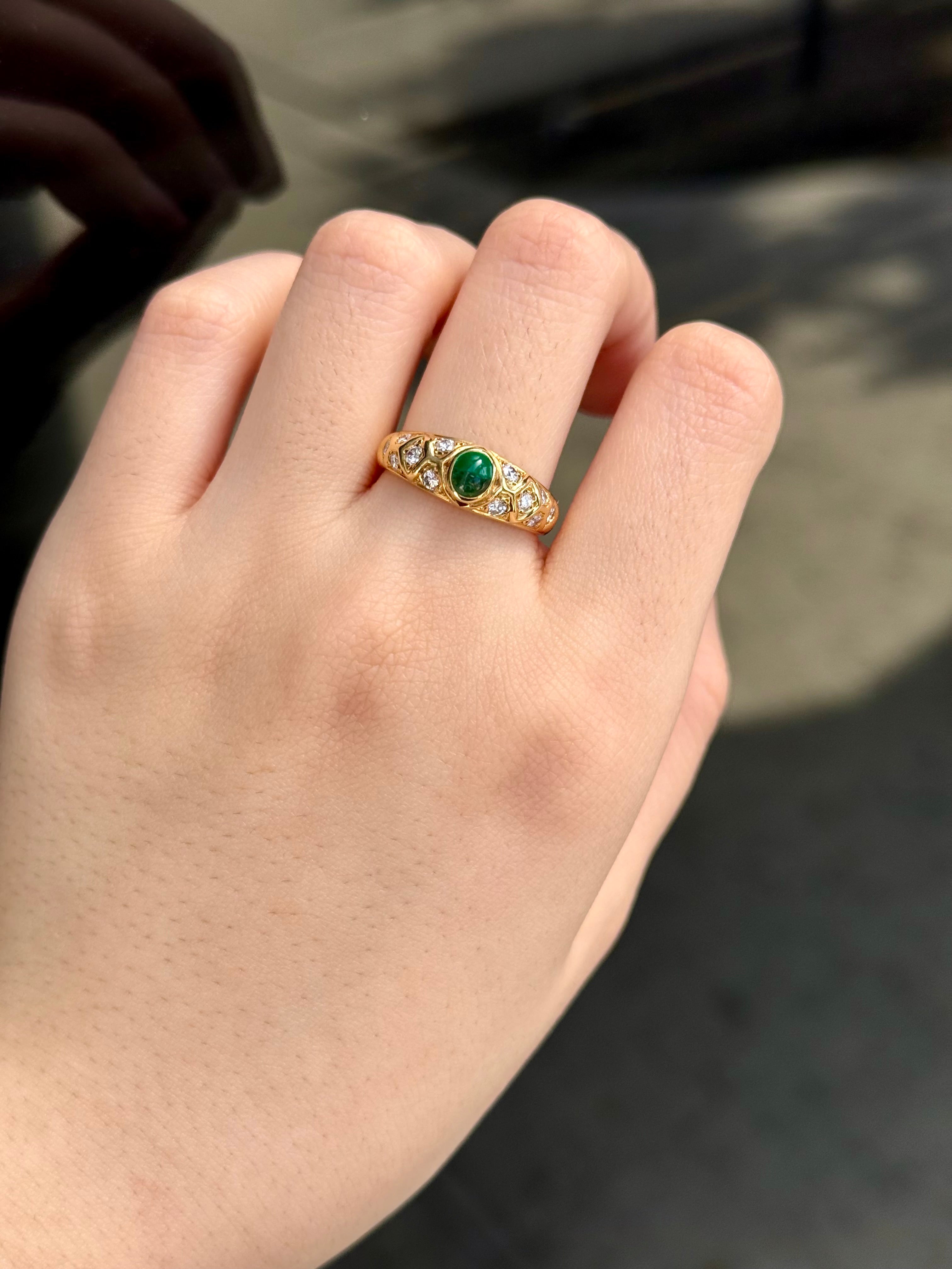 0.41CT Emerald Ring In 18K Yellow Gold
