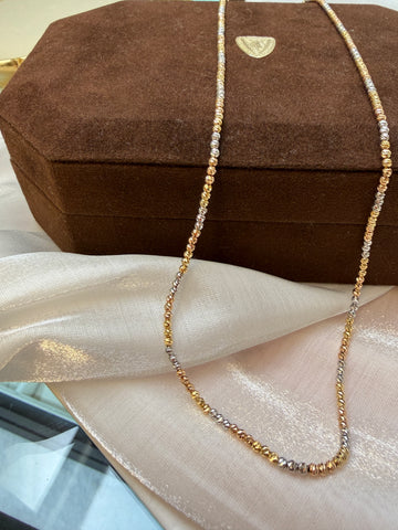 Diamond-cut bead chain In K18 Tri-color Gold