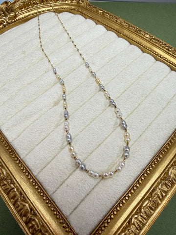 Akoya Keshi Twin Pearl Necklace – 17.7"
