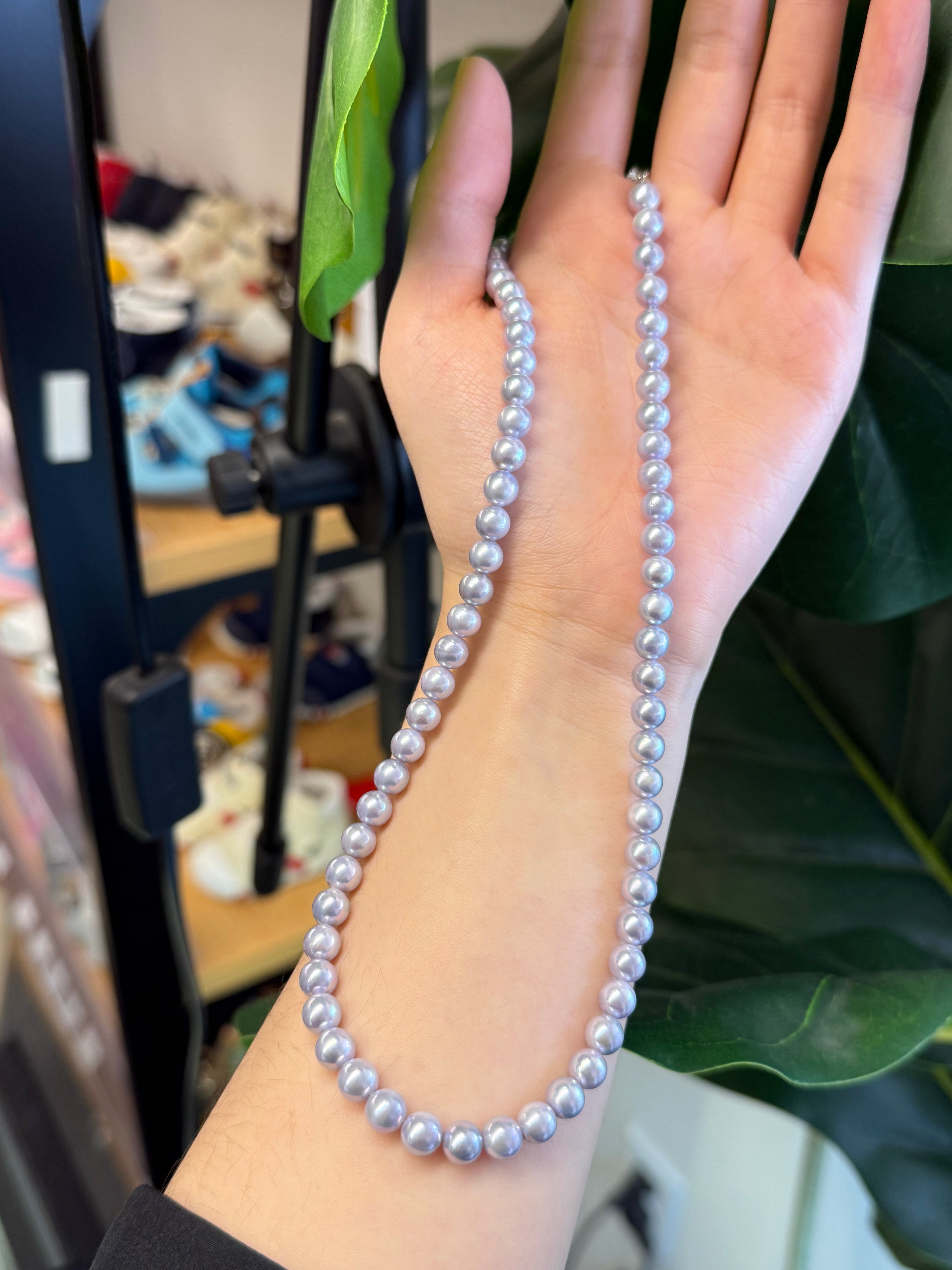6-6.5mm Blue Rose Akoya Cultured Pearl Strand Necklace