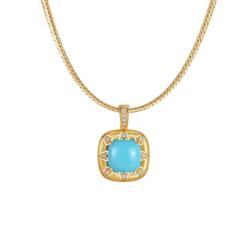 5.83CT Natural Turquoise Diamond Pendant Necklace in 18K