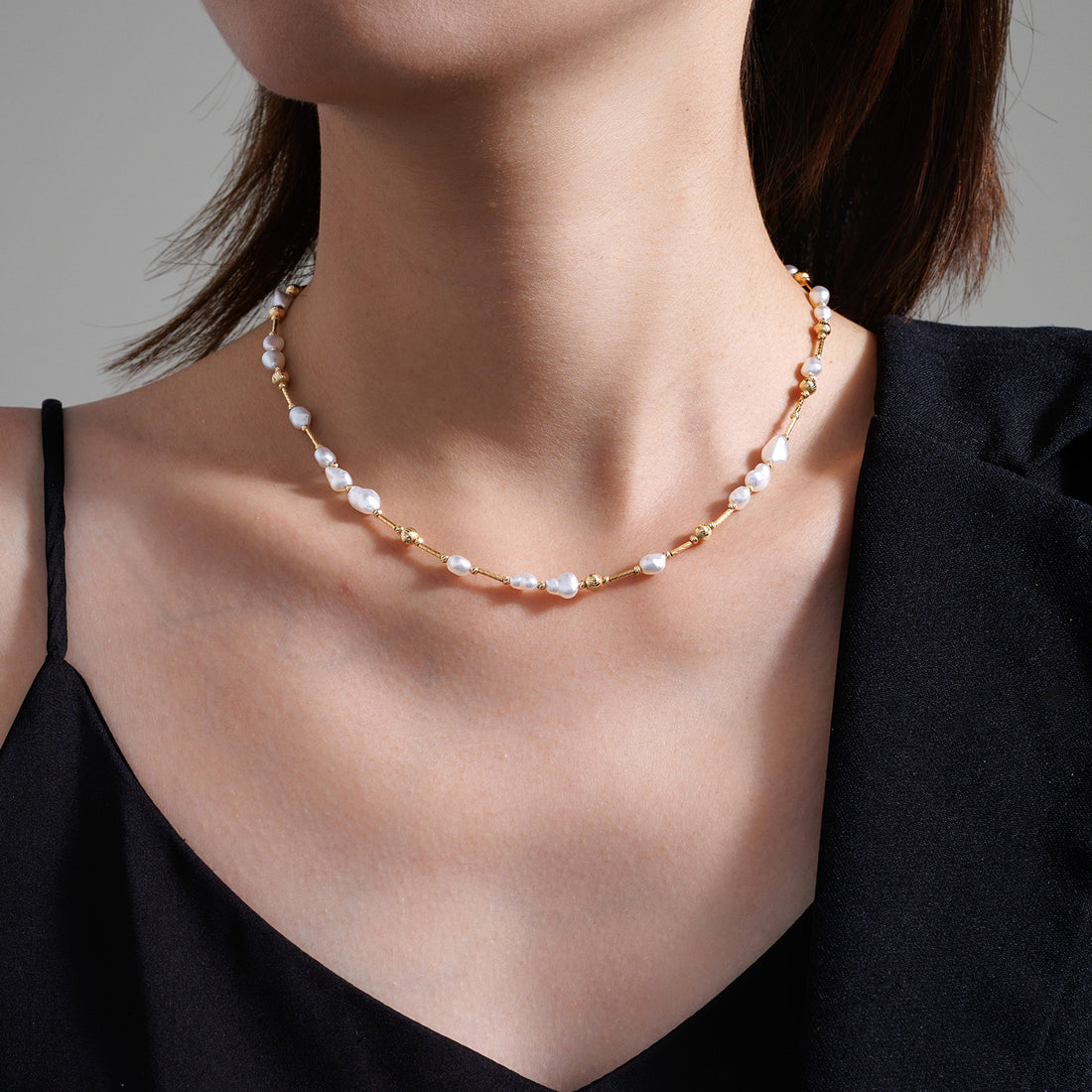 South Sea Keshi Pearl Station Necklace