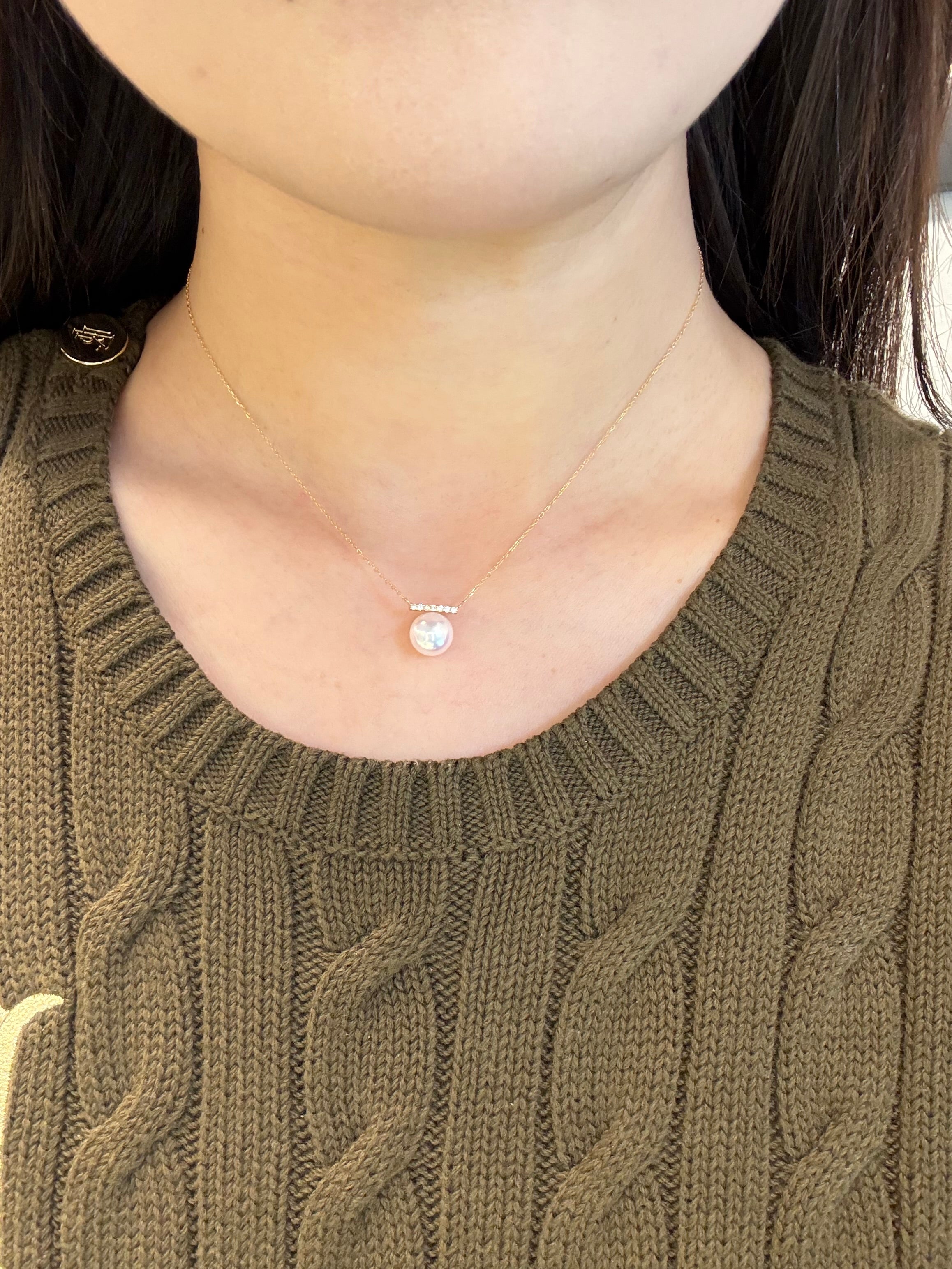 8.5mm Akoya Cultured Pearl Necklace In 18K Yellow Gold
