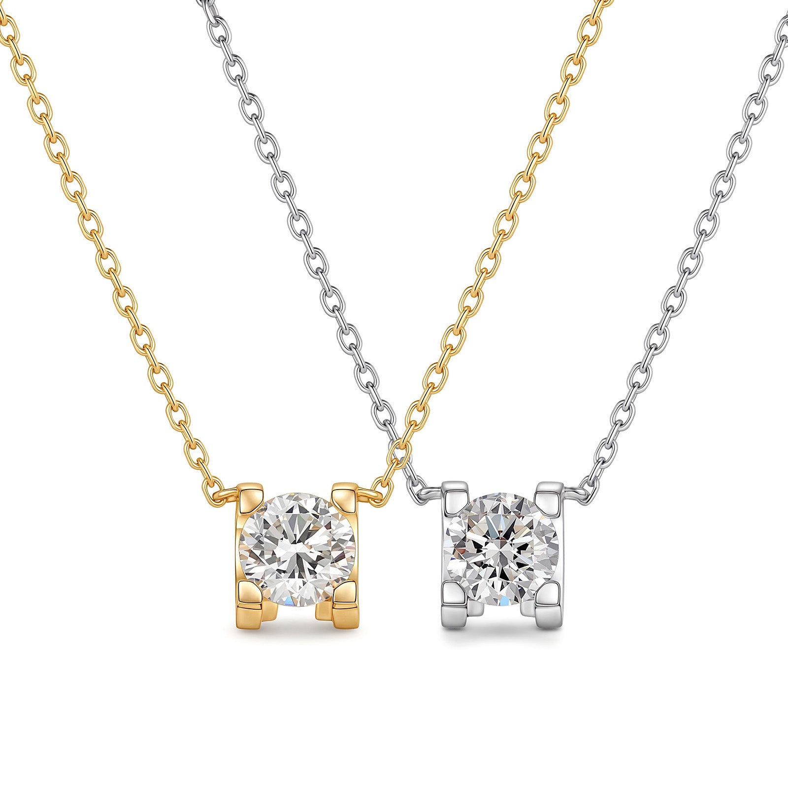 0.6CT Square-Set Lab-Grown Diamond Necklace