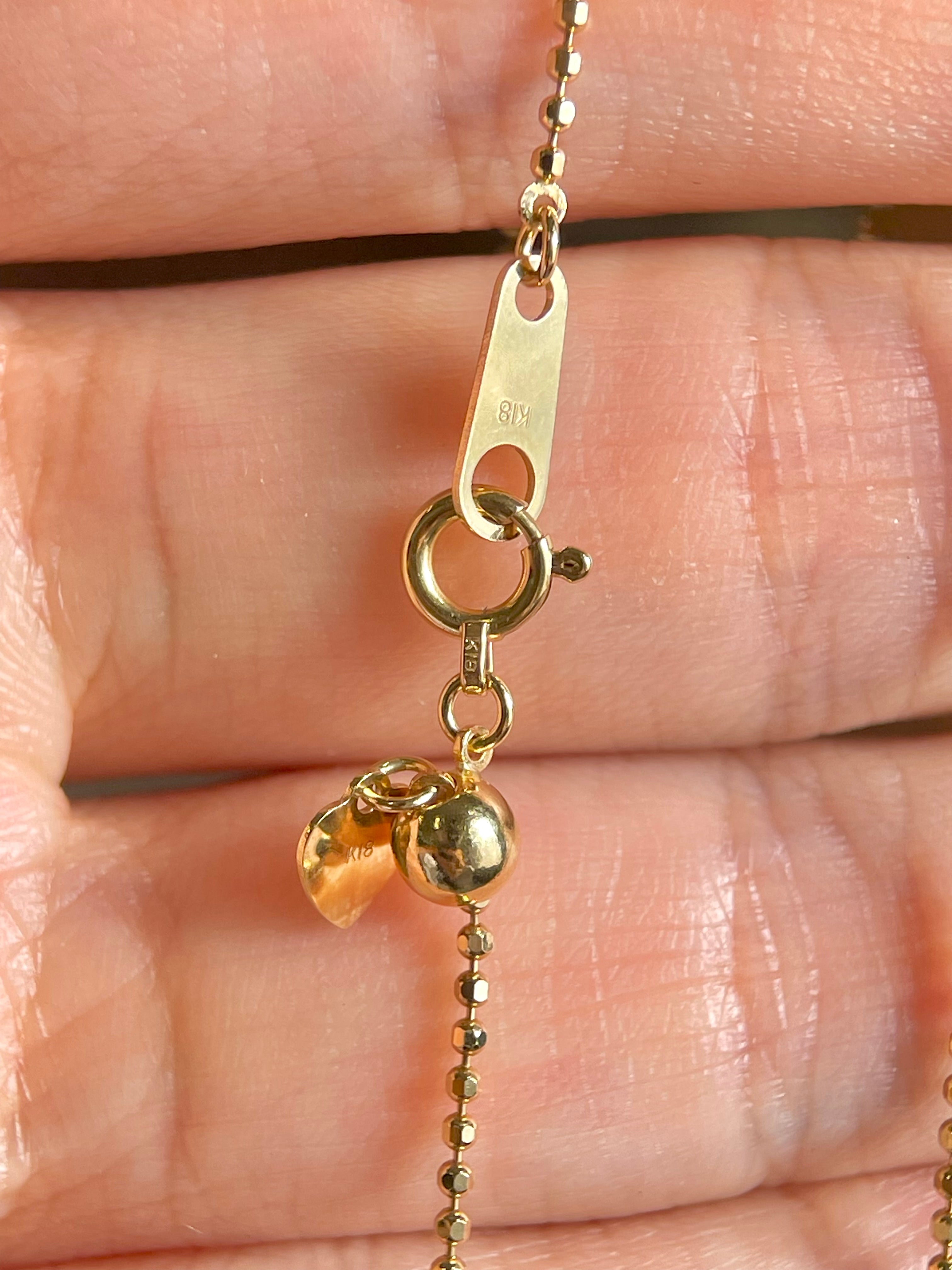 K18 Yellow Gold Hollow Ball Chain Necklace 17.7 in