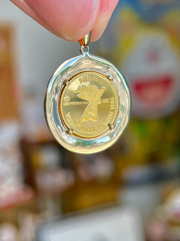 PAMP Suisse 24K Angel Gold Coin Pendant with 18K Gold Setting