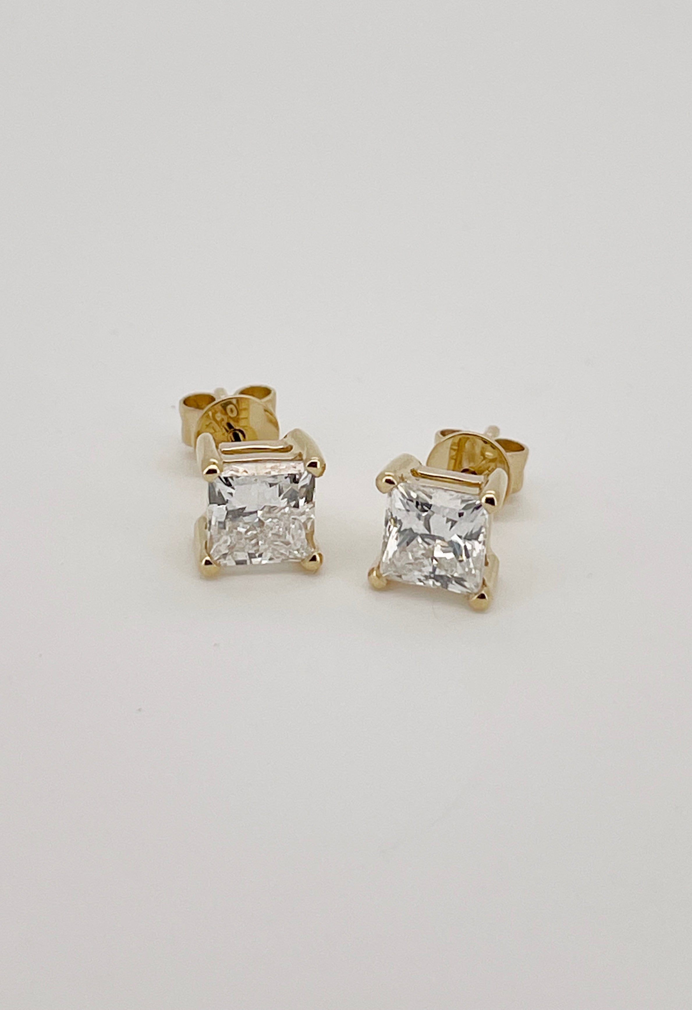 Princess Cut Lab Grown Diamond Stud Earrings 1.5CT