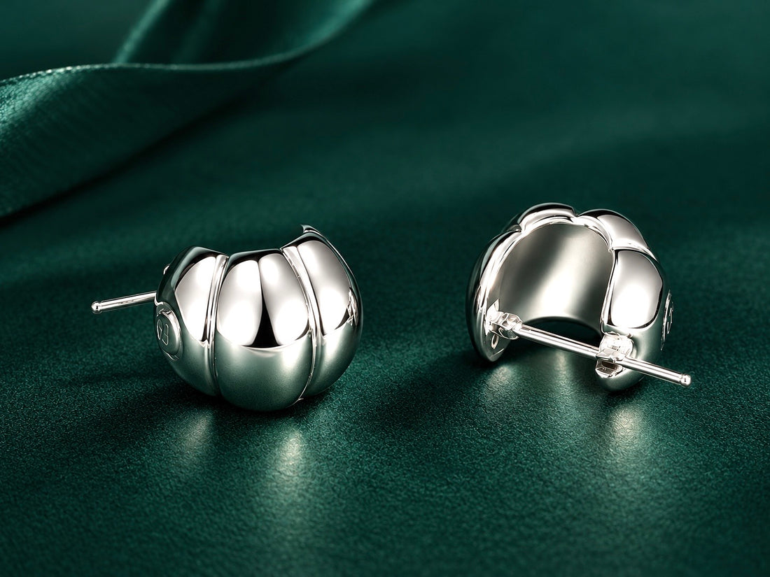 Italian Sculptural Dome Hoop Earrings