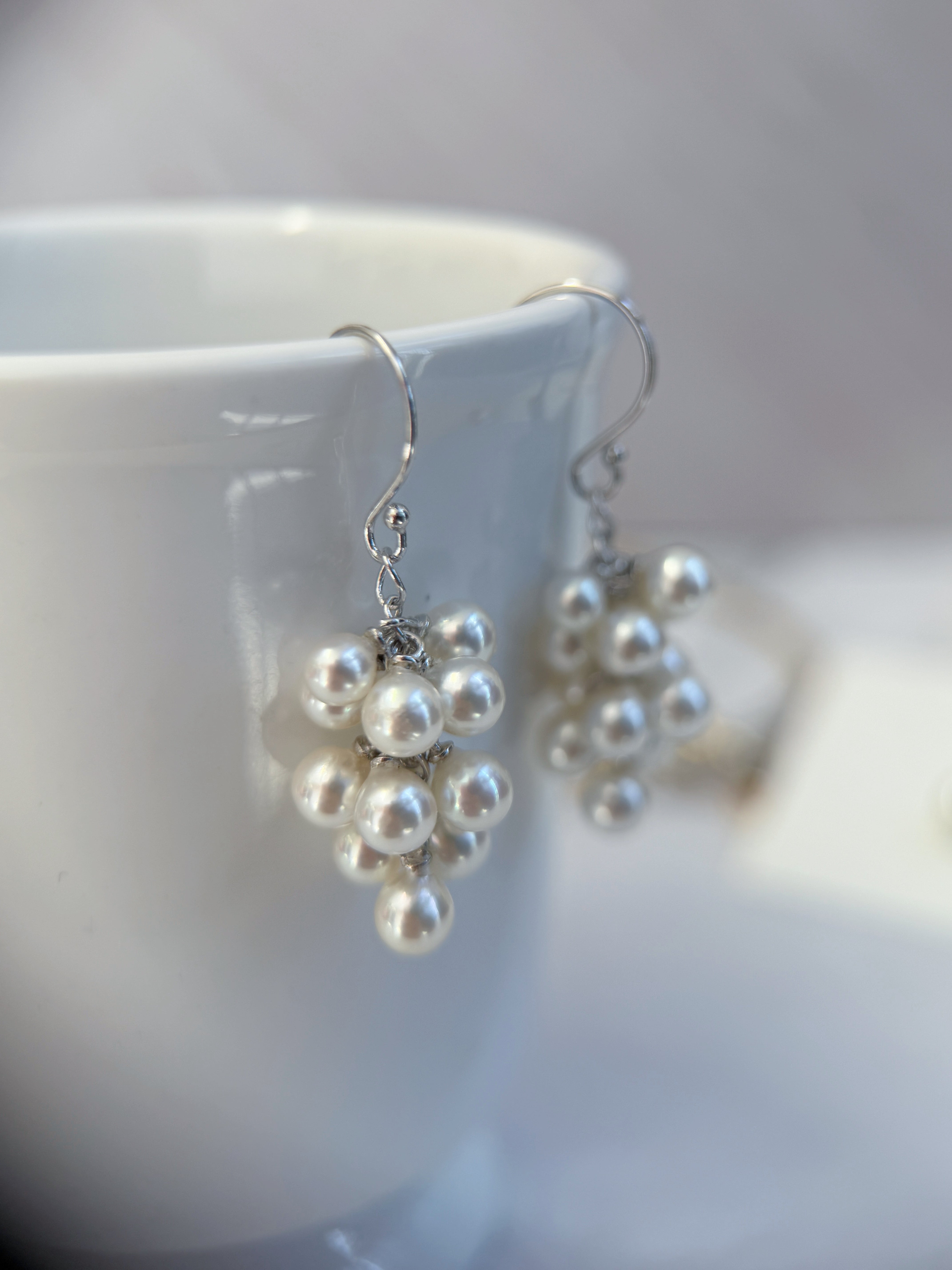 Natural Akoya Pearl Grape Cluster Earrings