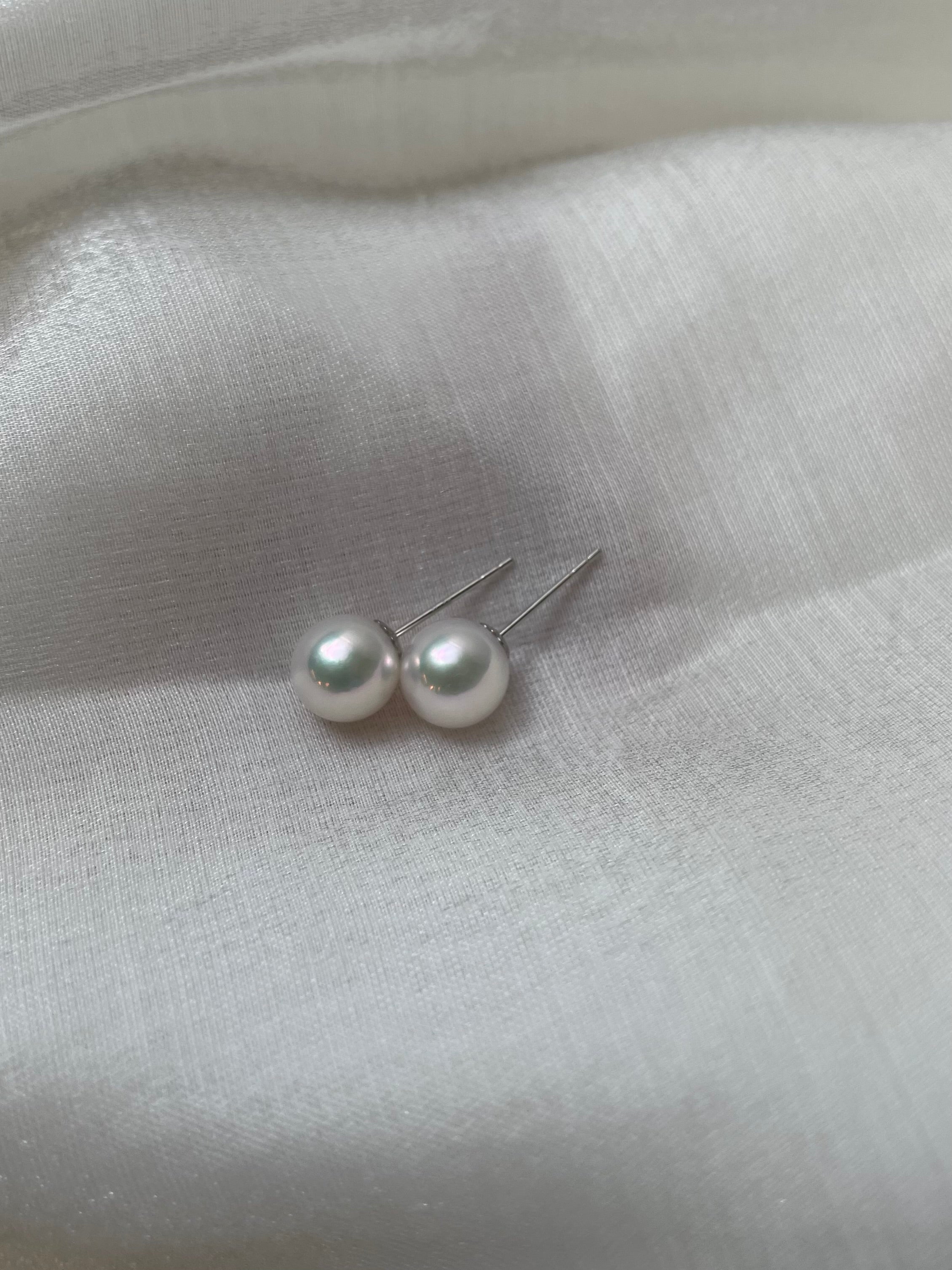 7-7.5mm Akoya Earrings in 18k Y/W Gold