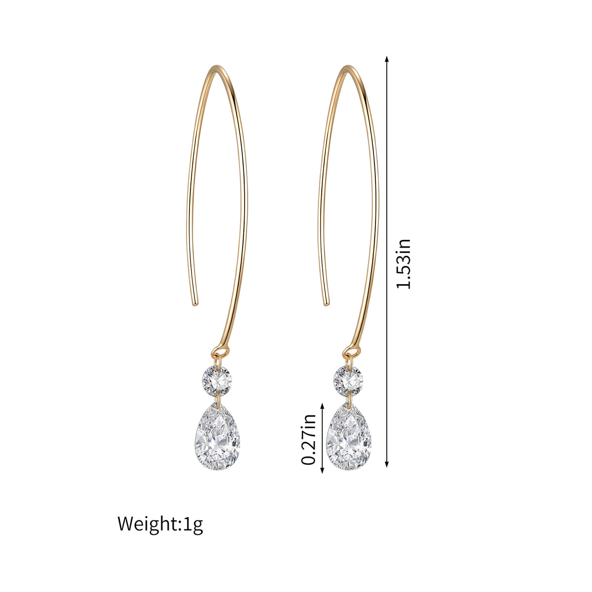 1.26CT Pear & Round Lab‑Grown Diamond Drop Open Wire Hoop Earrings in 14K