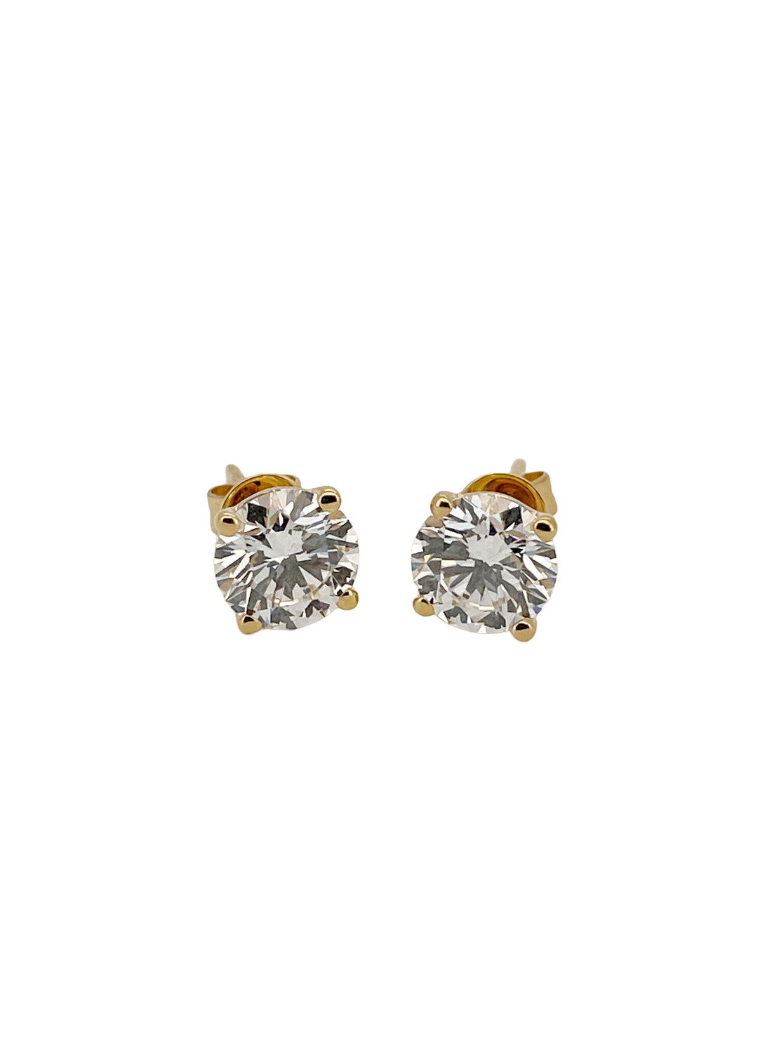 Round Cut 4-Prong Lab-Grown Diamond Stud Earrings 2CT