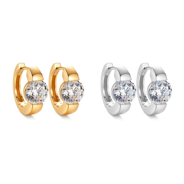 2CT Lab-Grown Diamond  Bezel Set Huggie Earrings in 18K
