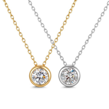 0.5CT Lab Grown Diamond Round Bezel Solitaire Necklace 14K
