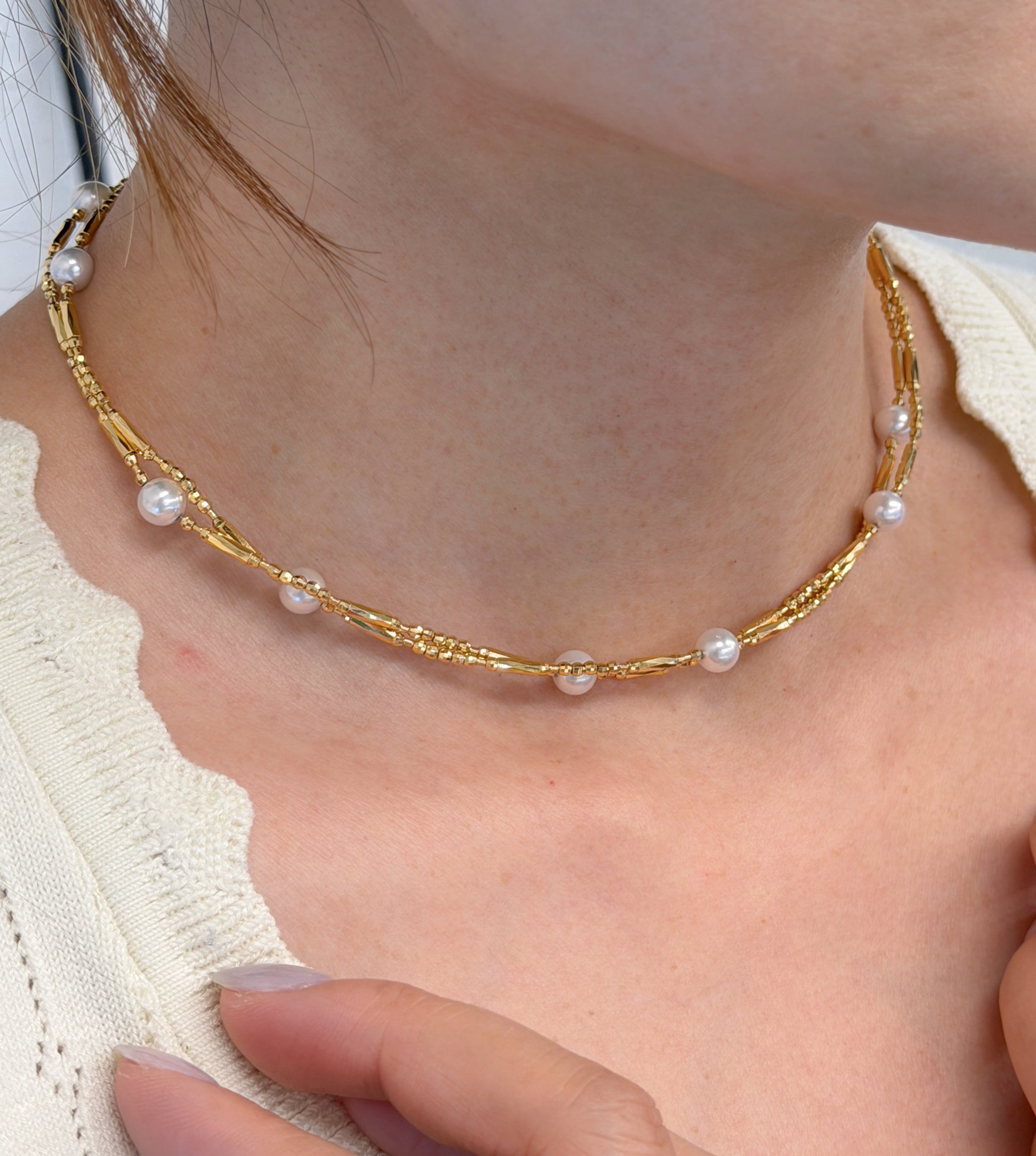 K18 Gold Akoya Pearl Magnetic Convertible Necklace & Bracelet