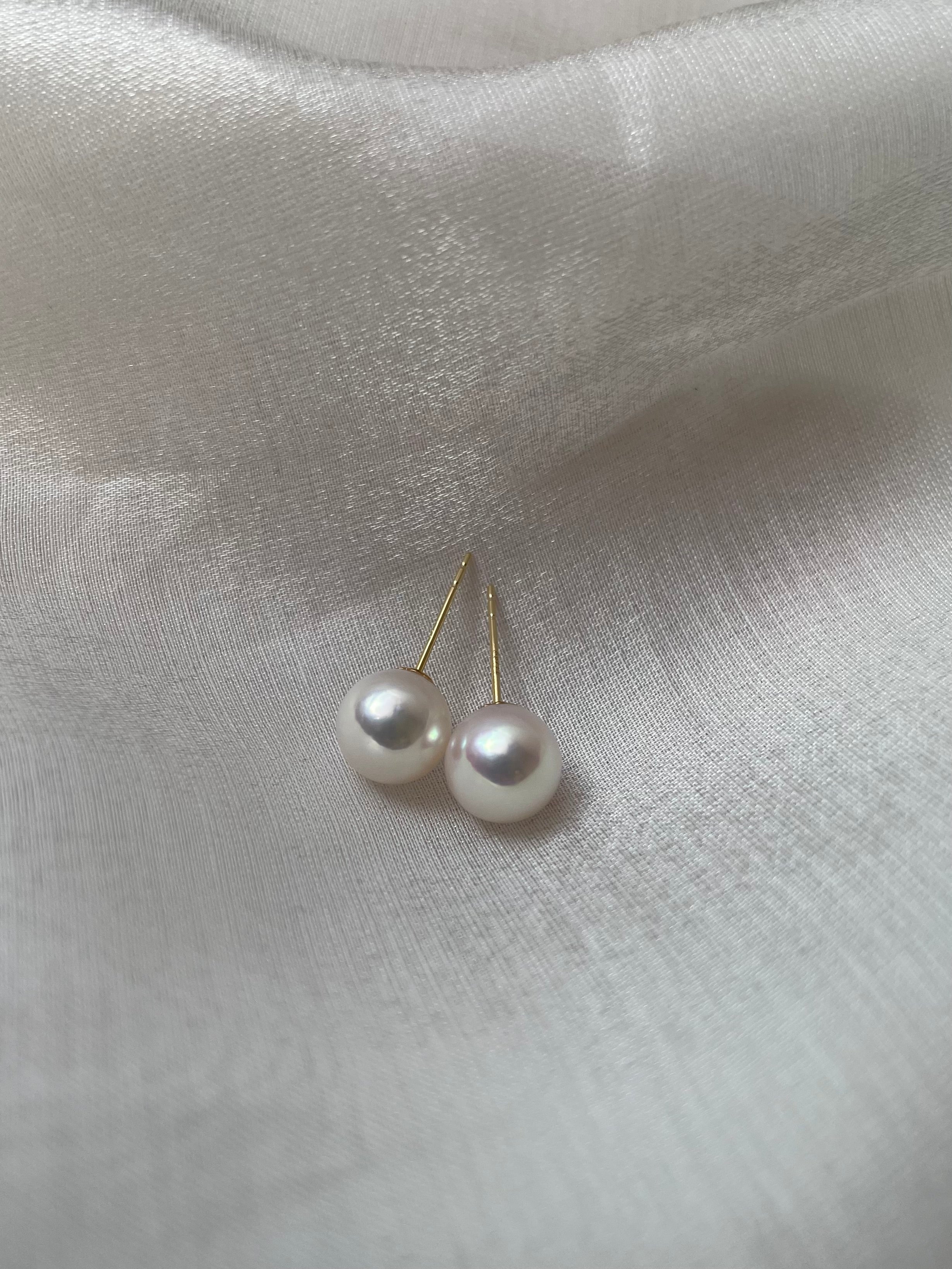 7-7.5mm Akoya Earrings in 18k Y/W Gold