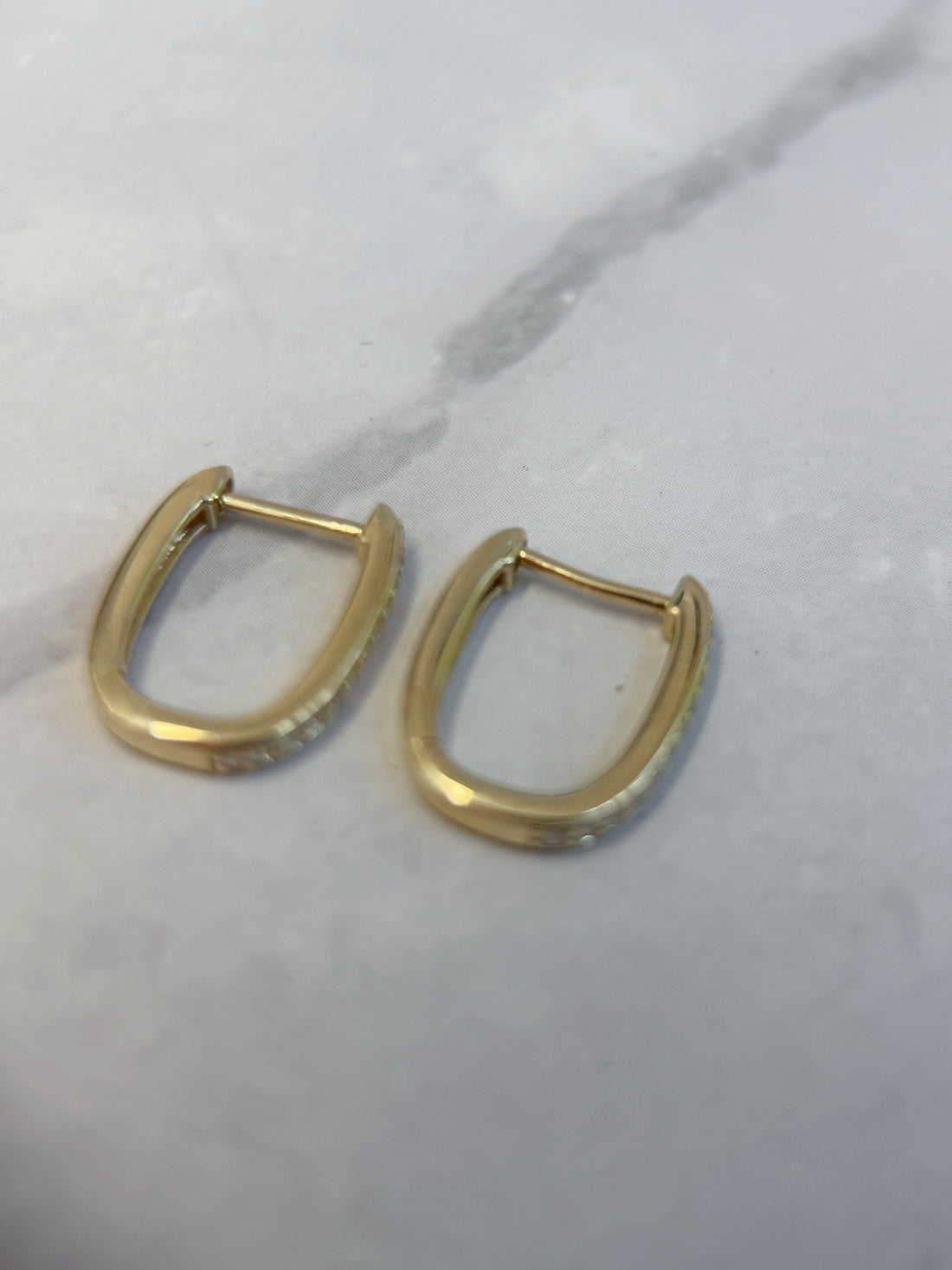 K14 Yellow Gold Natural Diamond Pavé Hoop Earrings