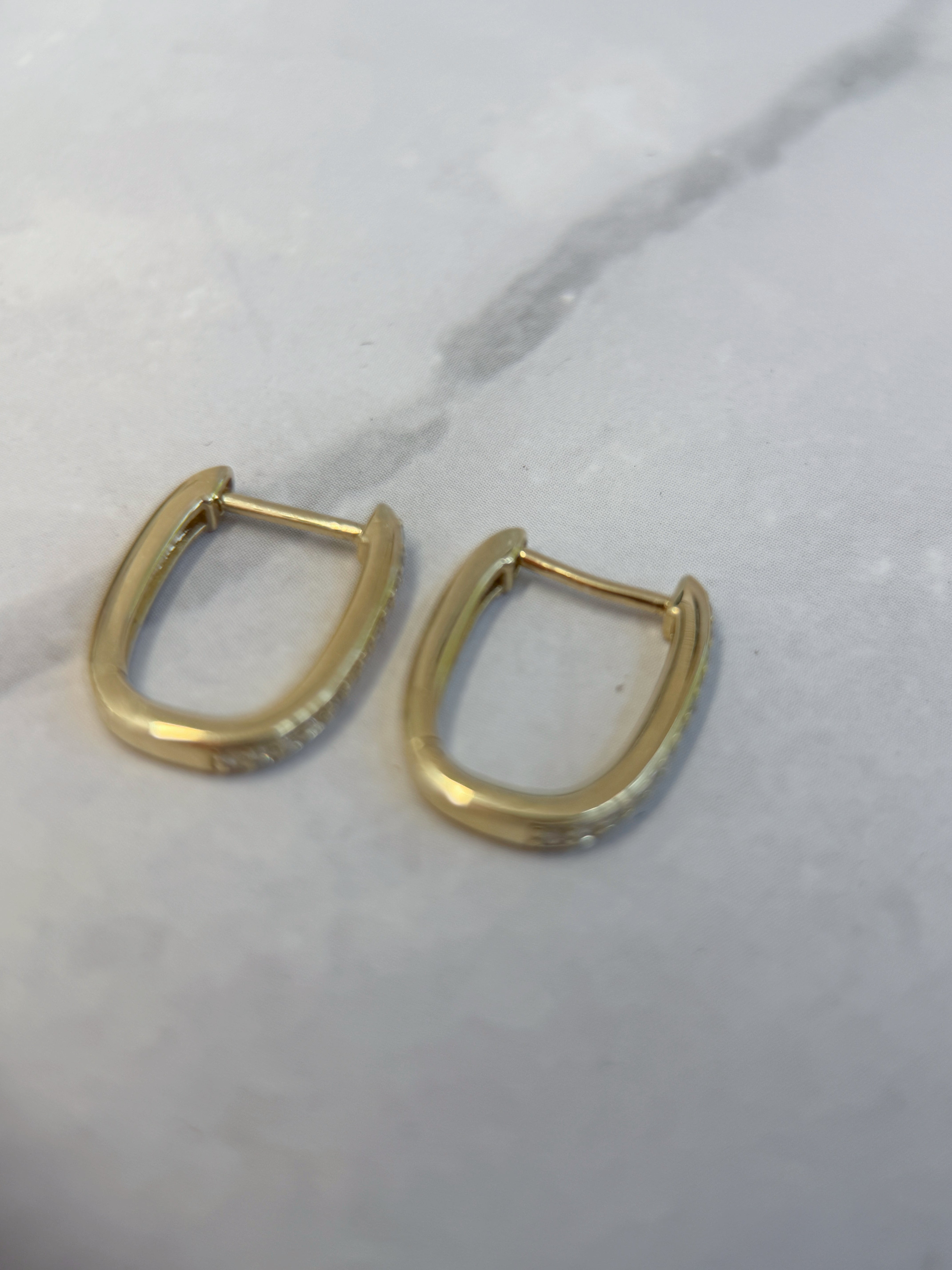 K14 Yellow Gold Natural Diamond Pavé Hoop Earrings
