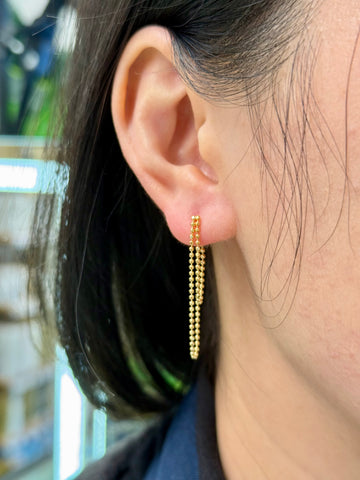 K18 ball chain drape hoop earrings