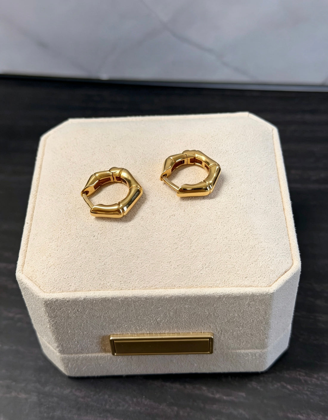 K18 Italian Geometric Hoop Earrings