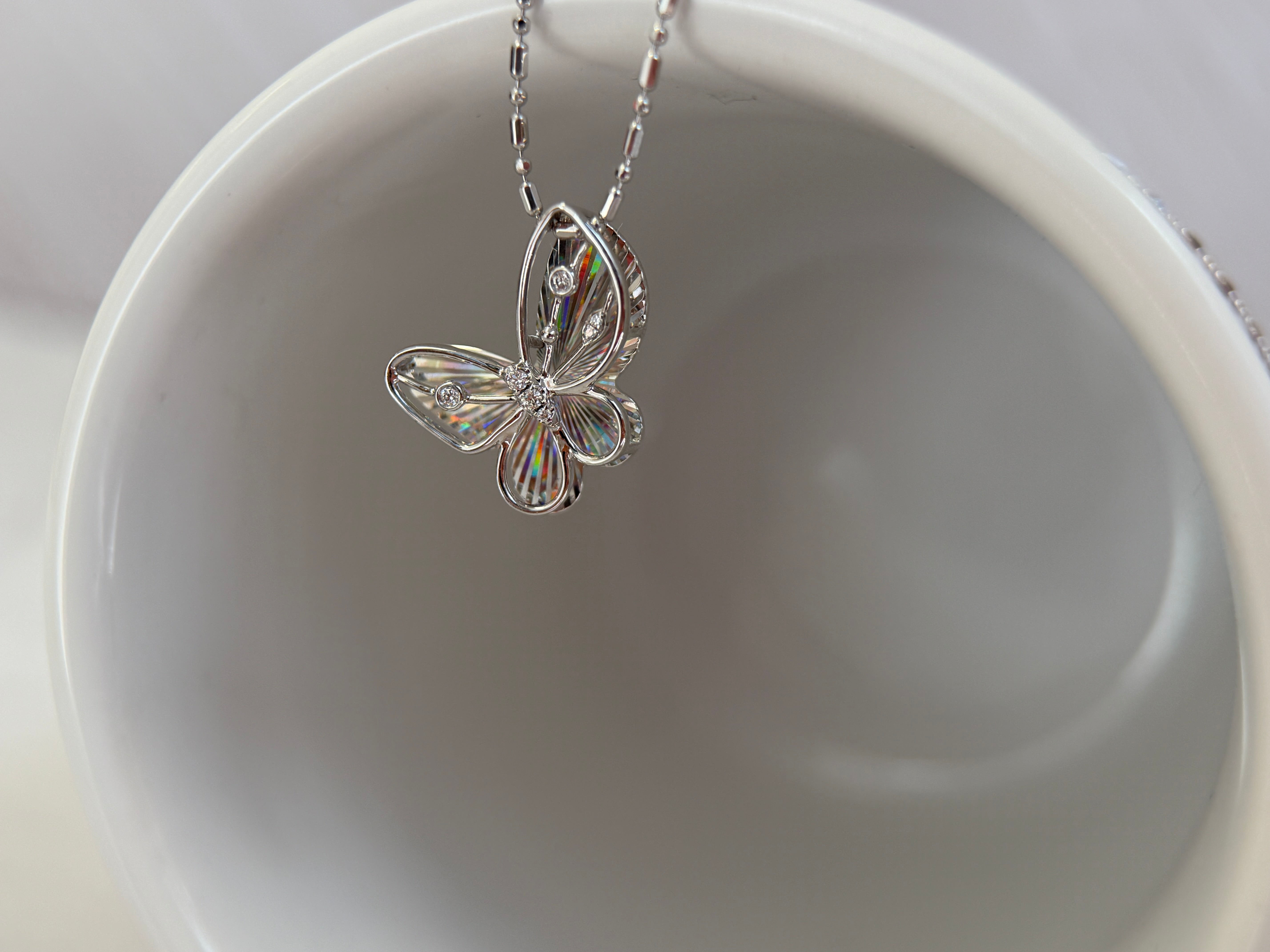 Platinum Laser-Carved Butterfly Pendant With Diamond（Pendant Only）