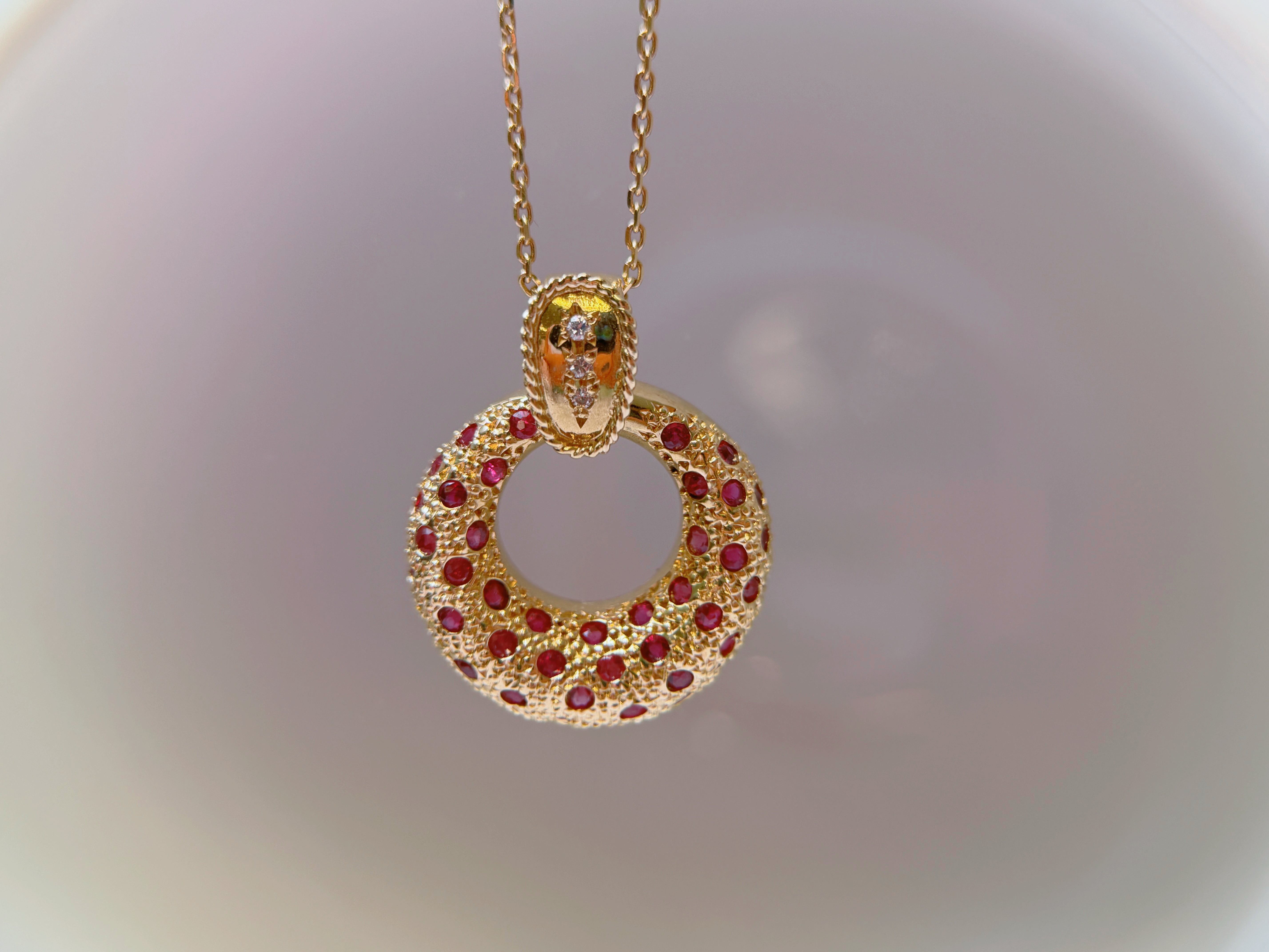 K18 Ruby Open Circle Pendant Necklace