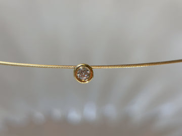 K18 Yellow Gold 0.10ct Natural Diamond Bezel-Set Wire Choker Necklace