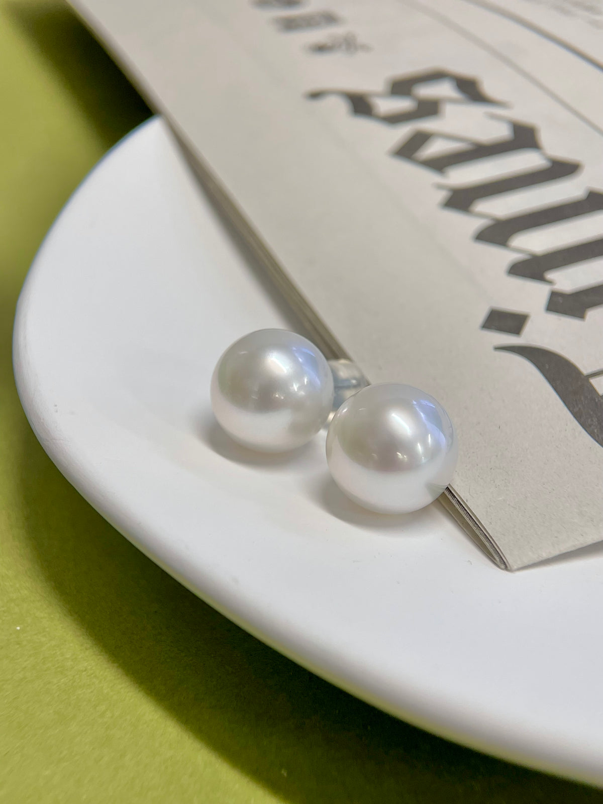 Certified 12.5mm White Southsea Cultured Pearl Stud Earring