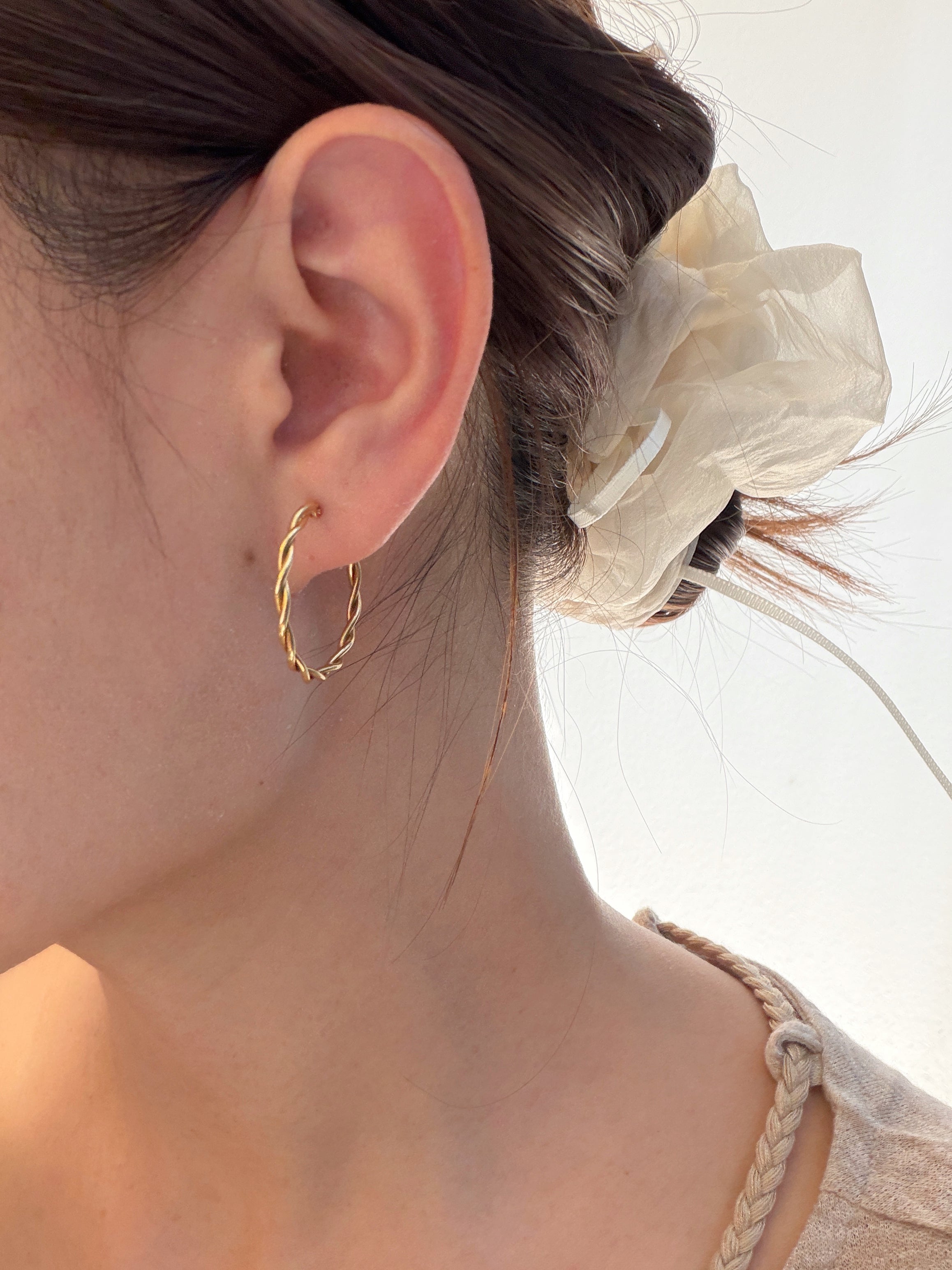 K18 Gold Rope Hoop Earrings
