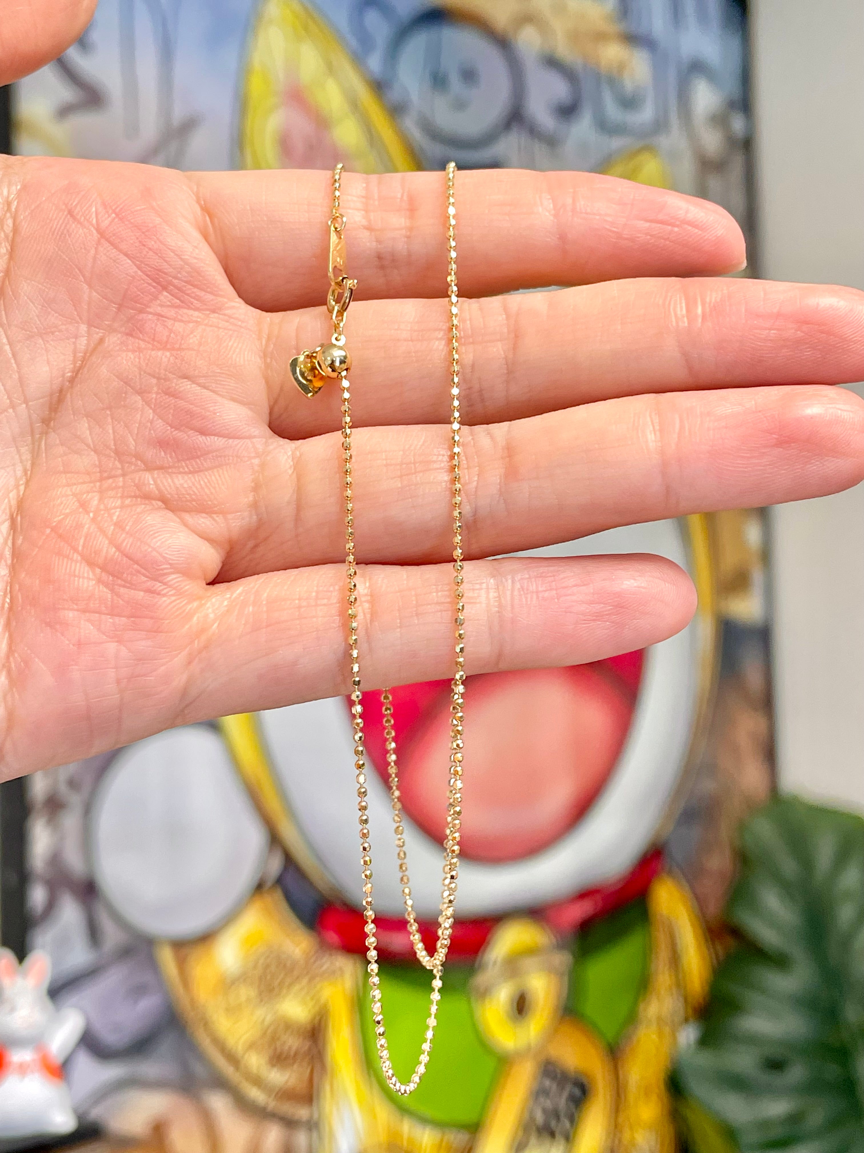 K18 Yellow Gold Hollow Ball Chain Necklace 17.7 in