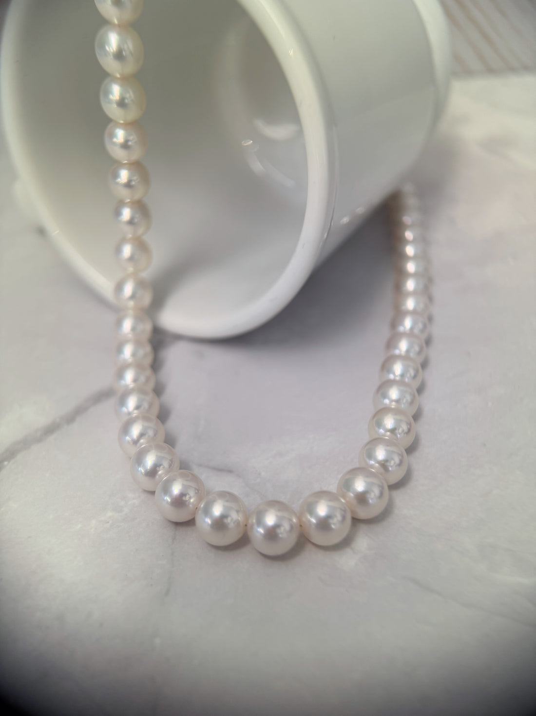 Certified 8-8.5mm Japanese Akoya White Pearl Necklace - AAA Quality