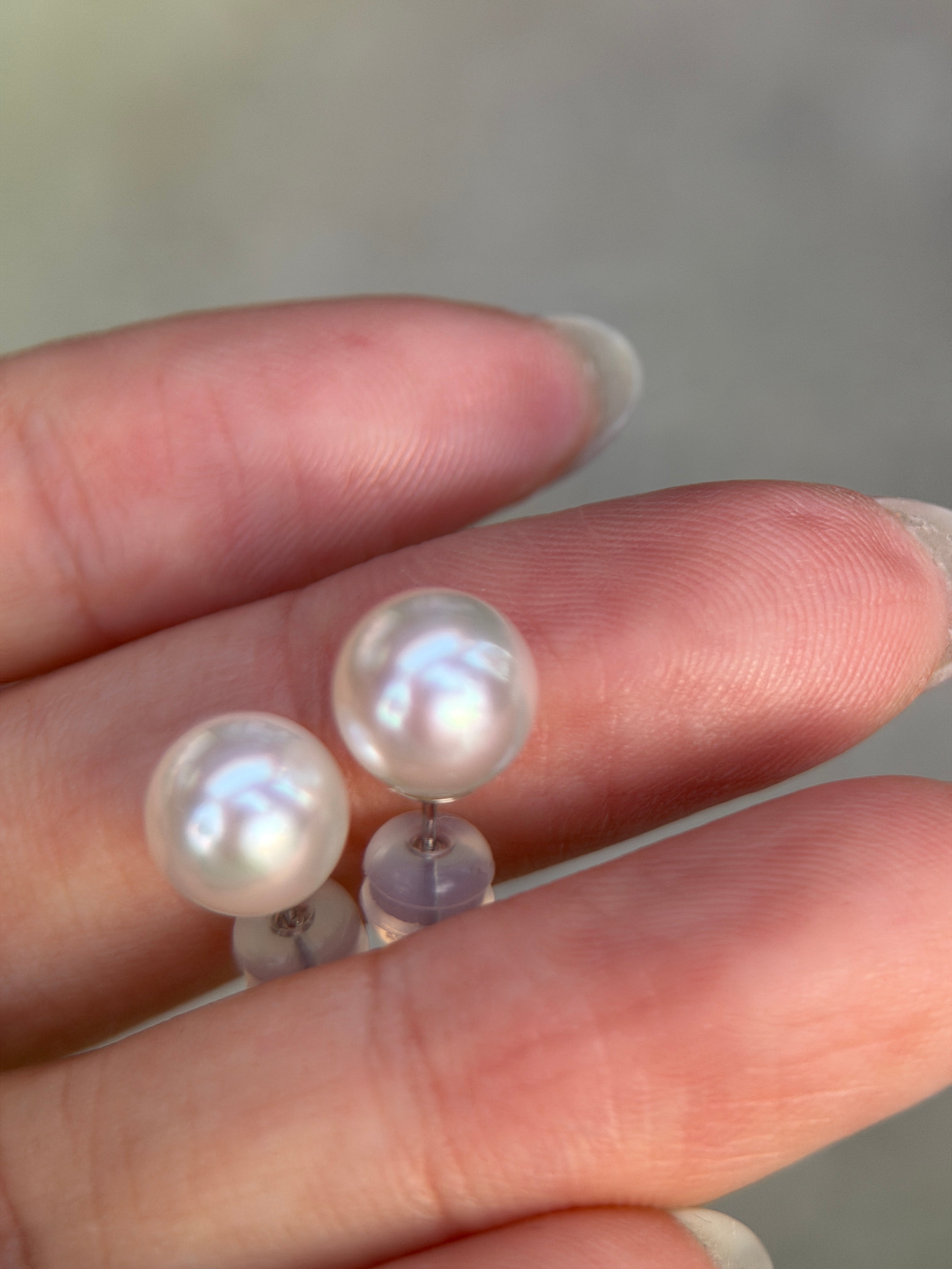 ⭐️8.1mm White South Sea Pearl Stud Earrings with Japan Pearl Science Laboratory Certificate