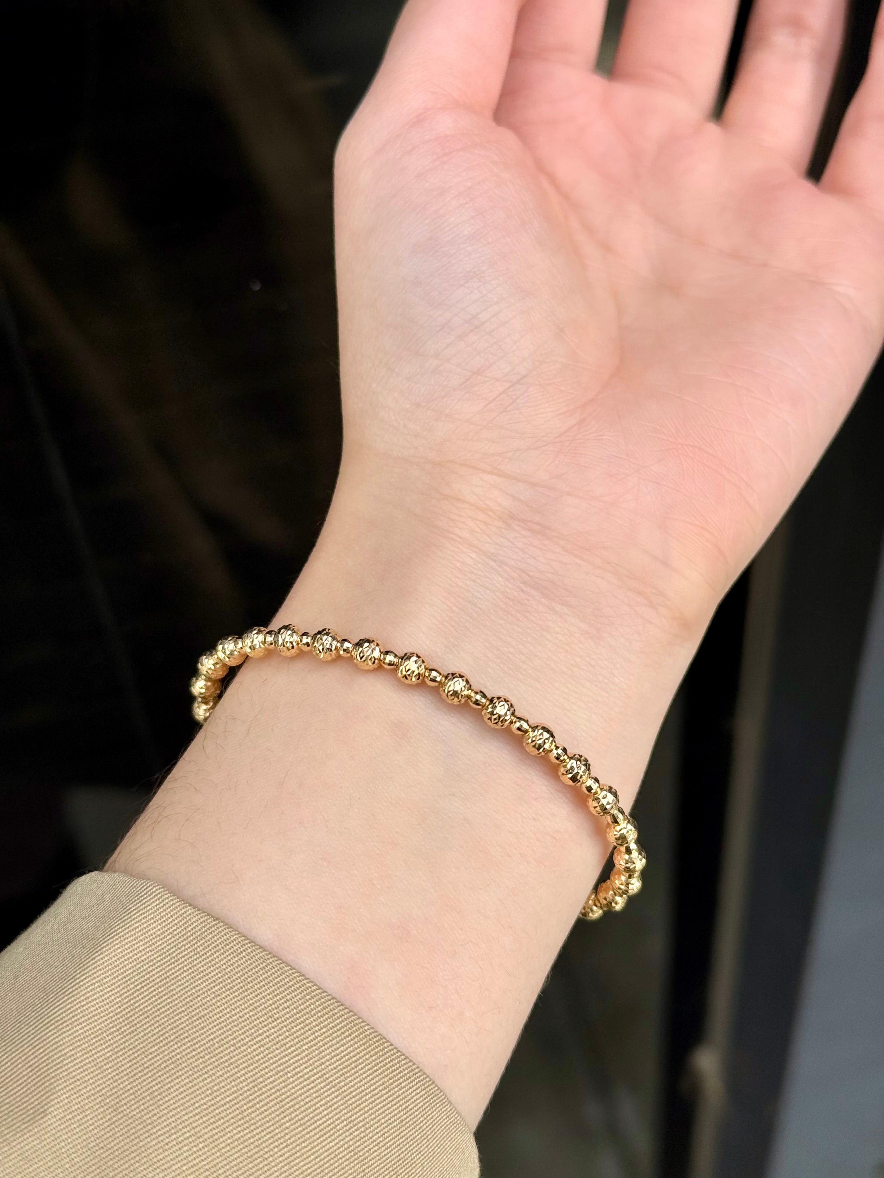 4+2.5mm Beads Spring Bracelet In 18K Yellow&White Gold