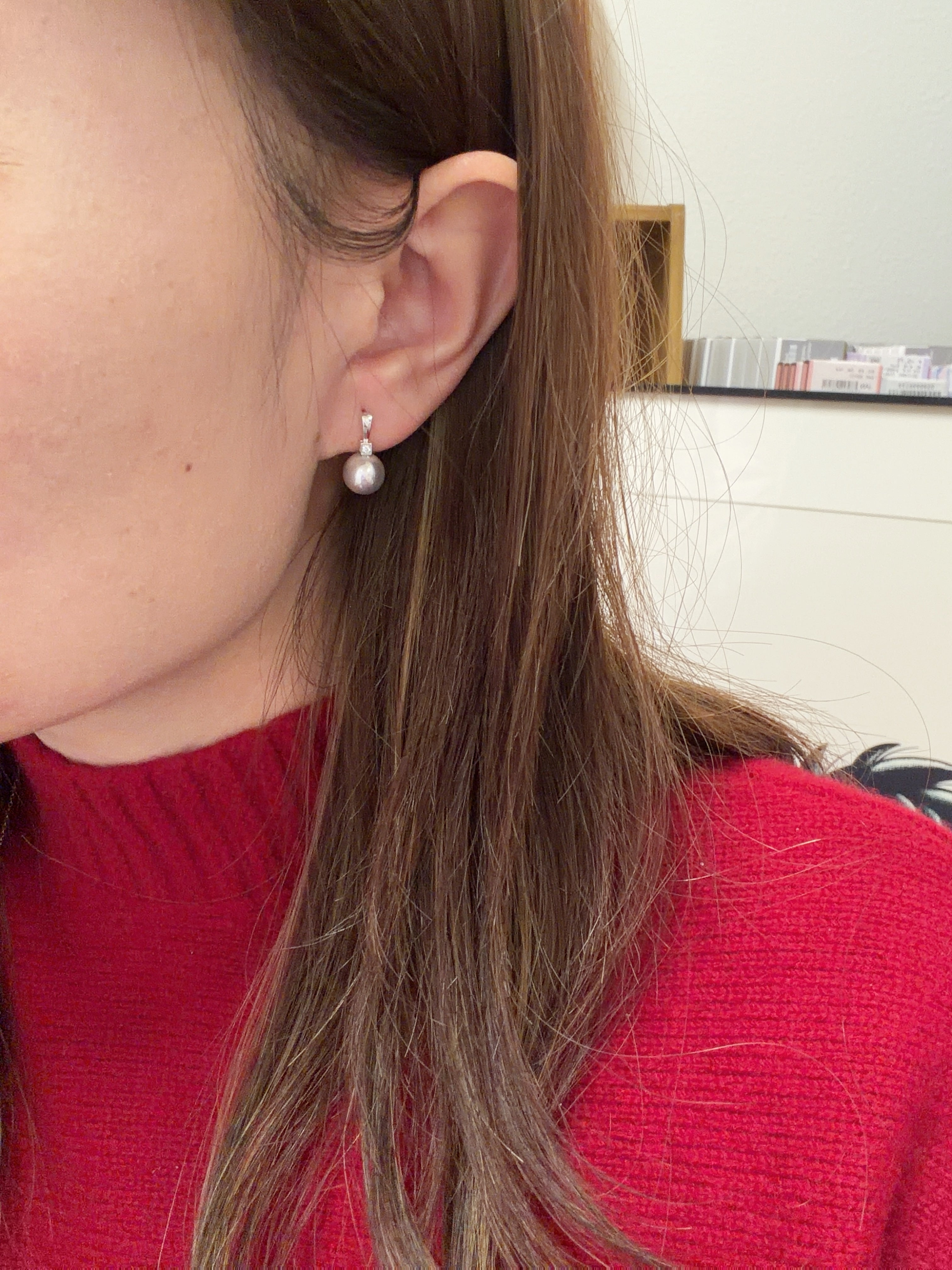 8.3mm Akoya Cultured Pearl Earrings in 18K White Gold