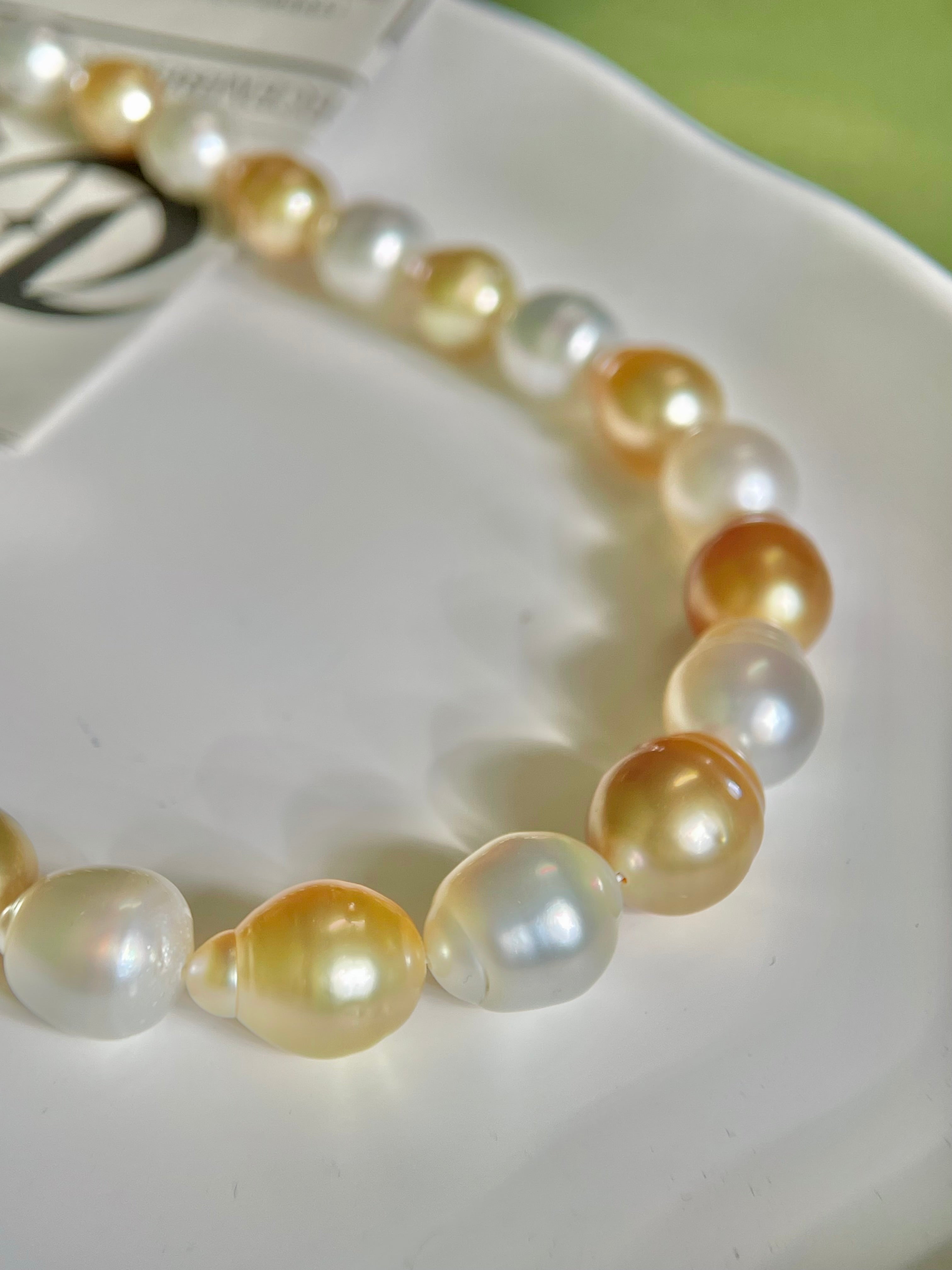 9-11mm Two-Tone White & Gold South Sea Cultured Pearl Strand
