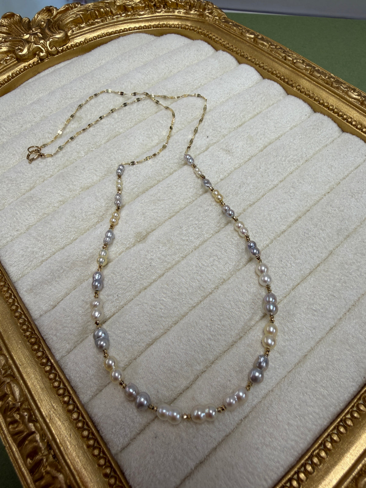 Akoya Keshi Twin Pearl Necklace – 17.7"