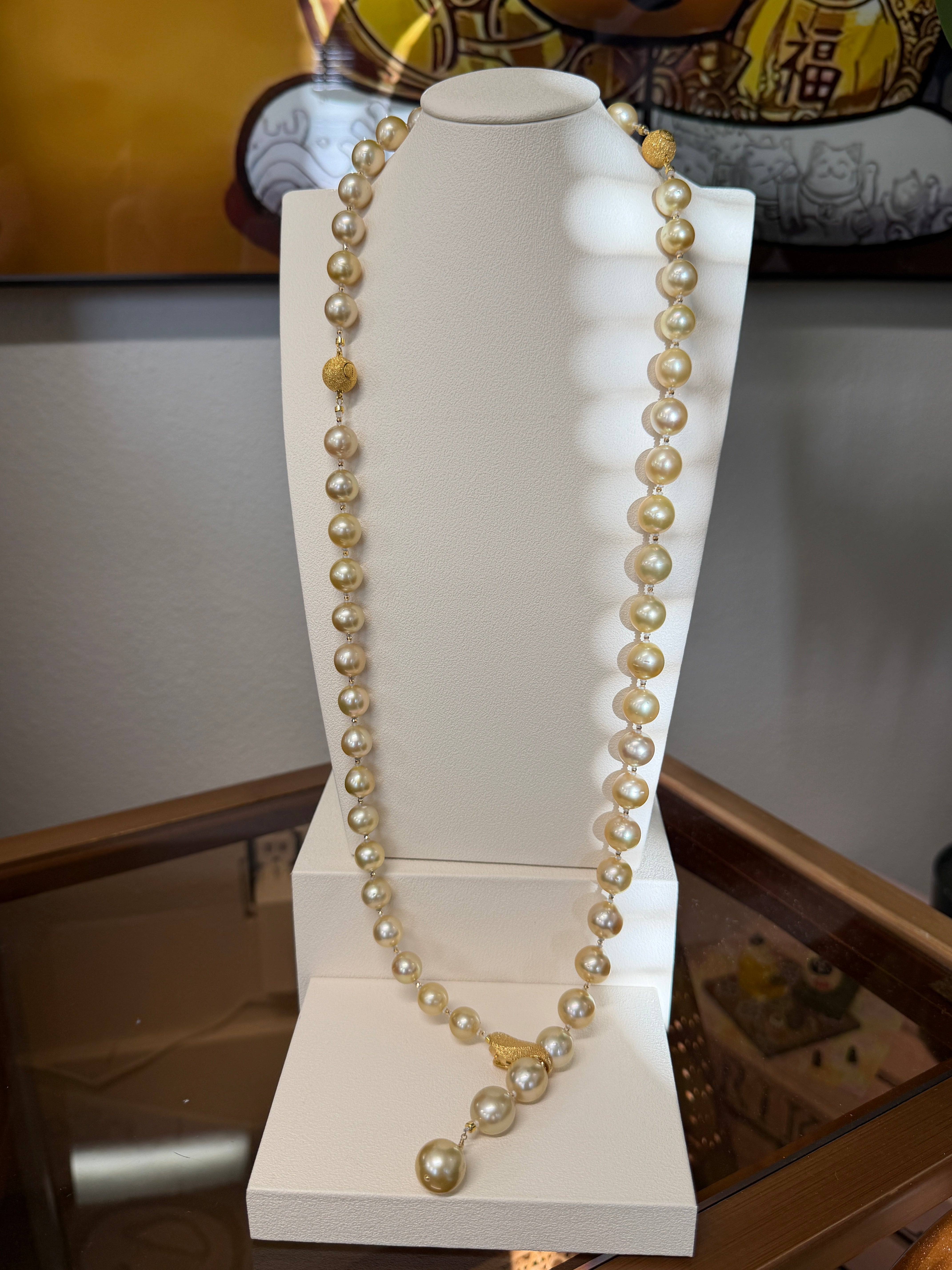 10–13mm Graduated Pearl Convertible Necklace with K18 Gold Details – 80cm / 31.5”