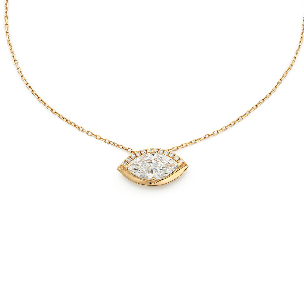 Marquise Cut Lab-Grown Diamond Necklace in 14K Gold