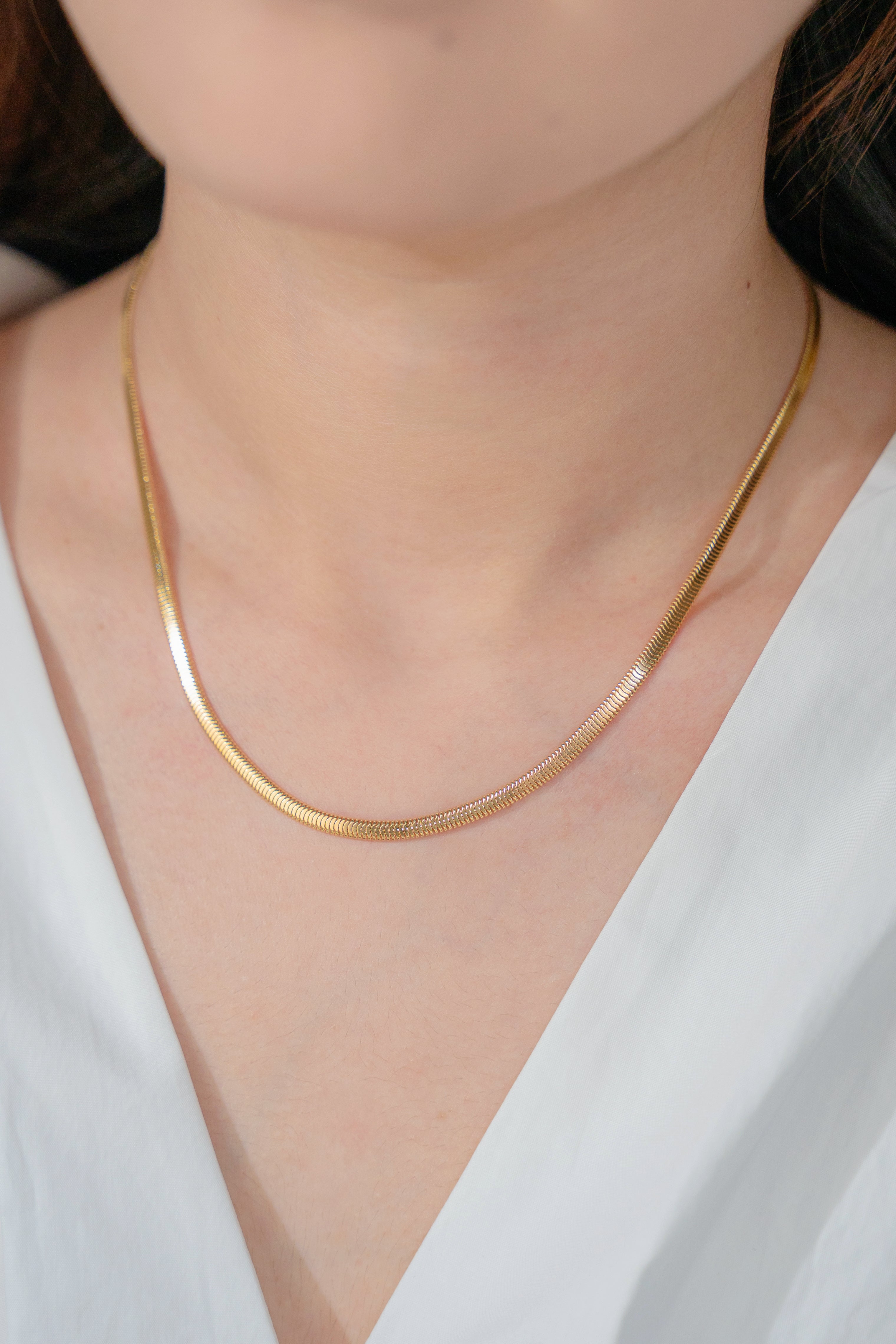 18K Solid Gold Snake Chain Necklace (3.5mm)